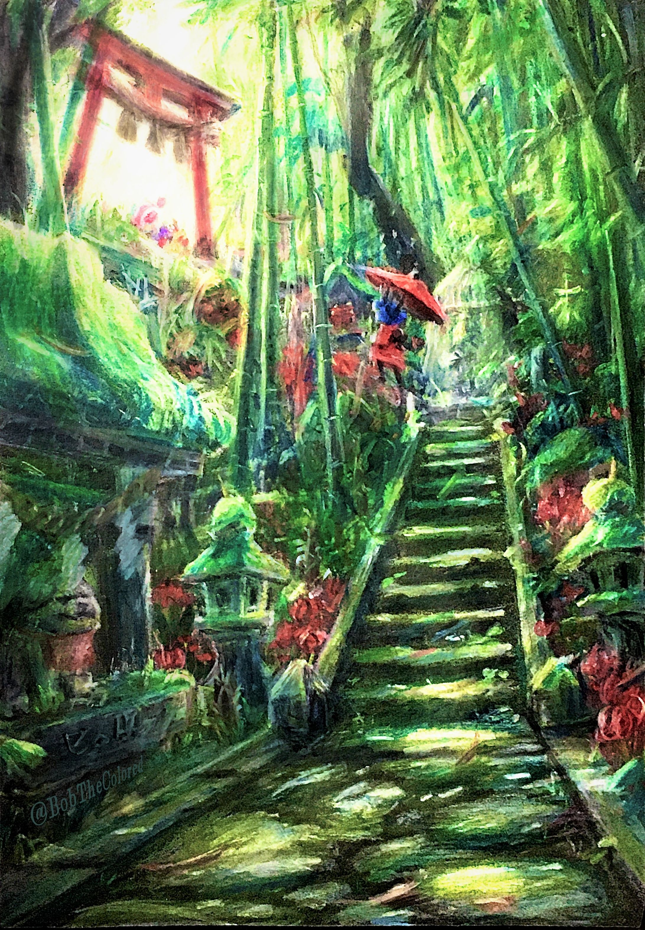 竹林登る参道 (創作)-1