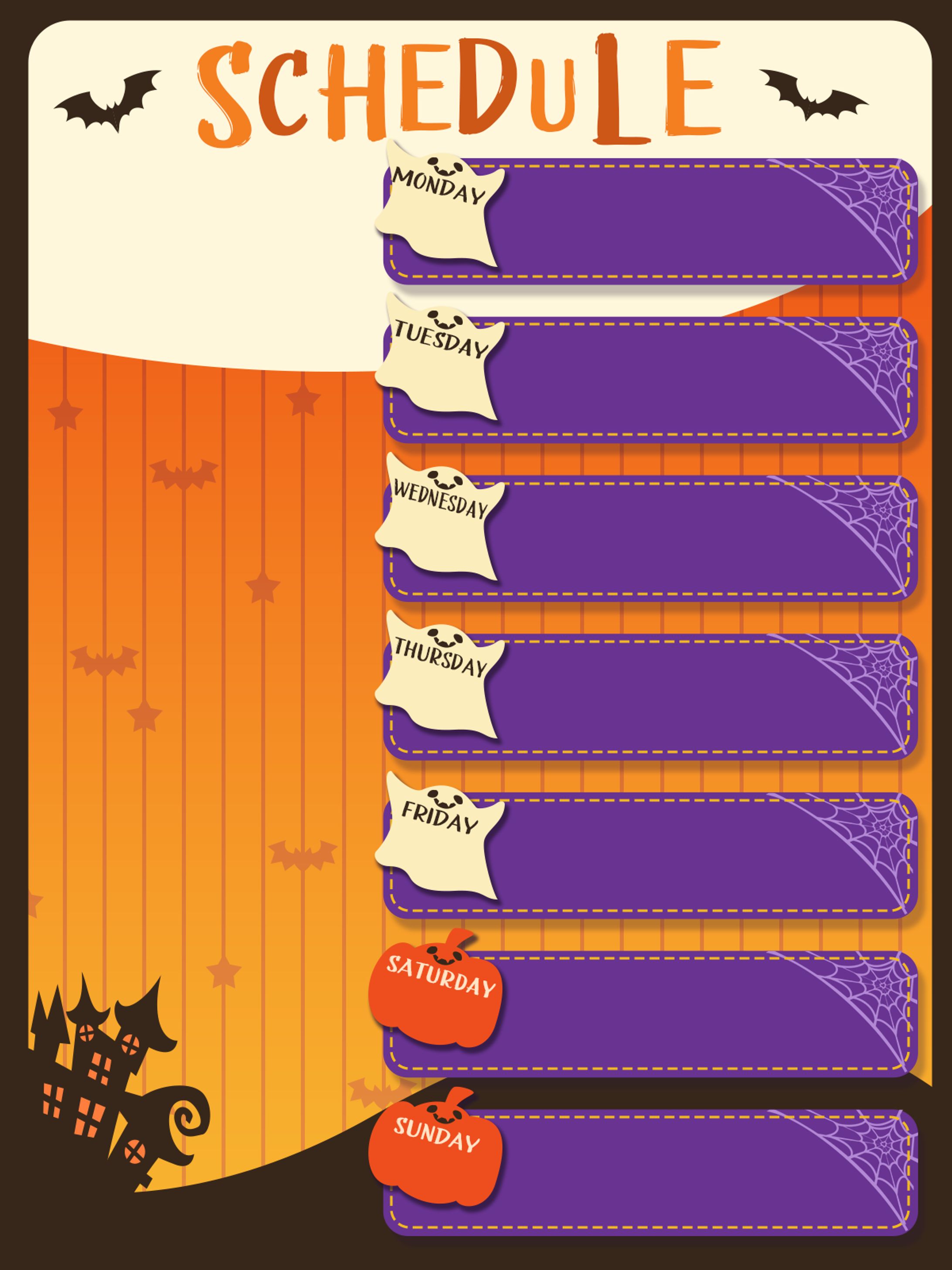 ハロウィン風スケジュール素材-1