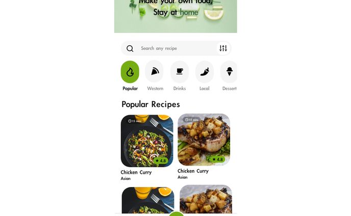 cooking app UI