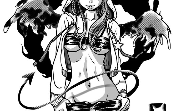 どう塗ってもカラーがしっくり来ないので白黒で完了！
次々～！ #illustration #girlsillustration #comicart #artwork #イラスト