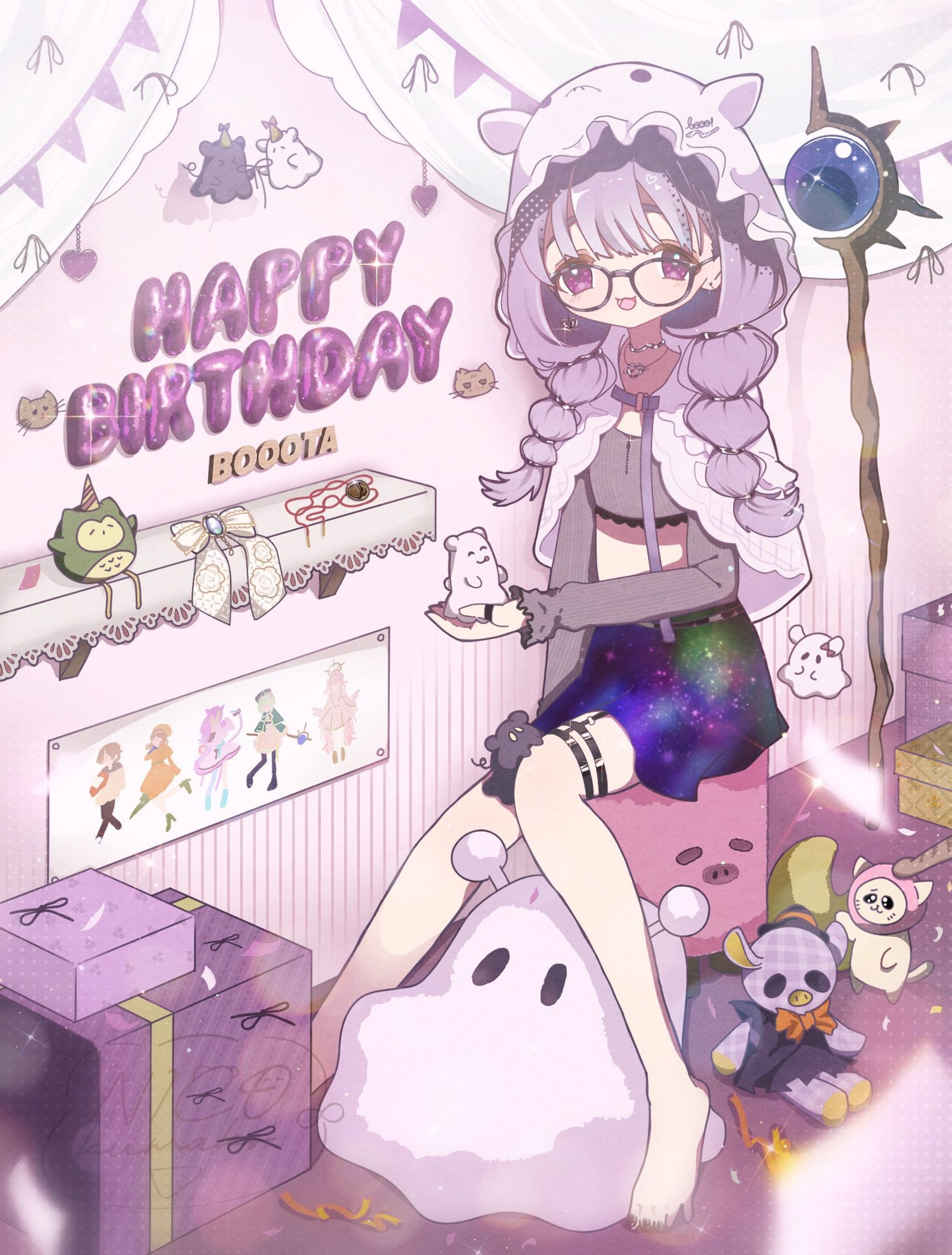 ぶーた先生お誕生日イラスト-1