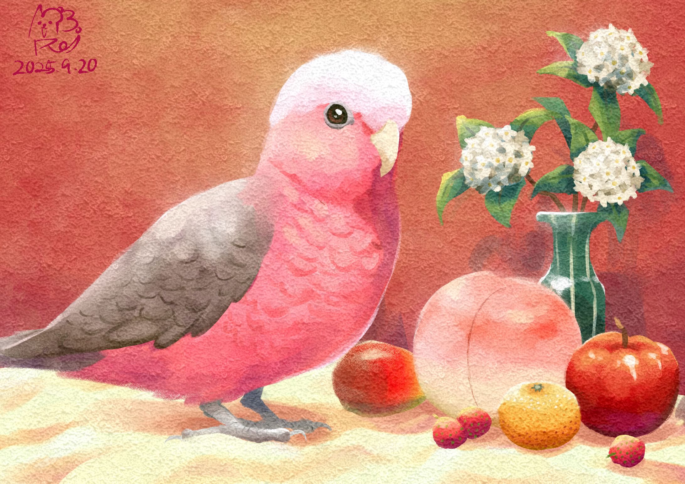 春の香りとモモイロインコ-1