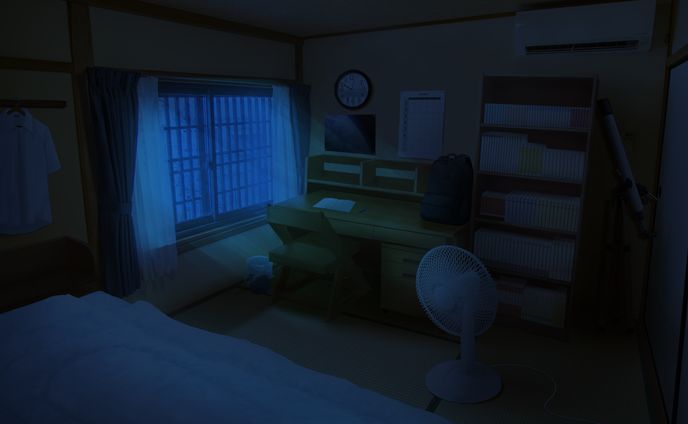 背景差分 主人公の部屋 夜