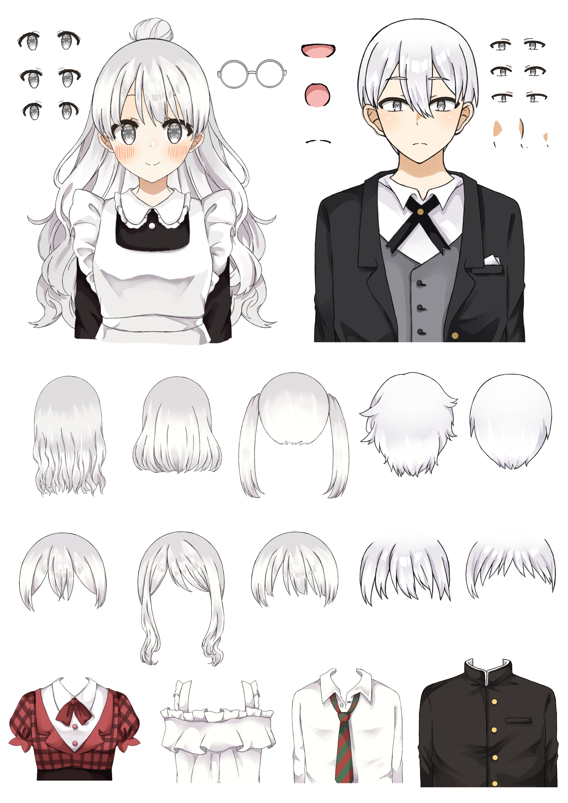 小説執筆ツール『Nora』様 アバターパーツ分け制作-1