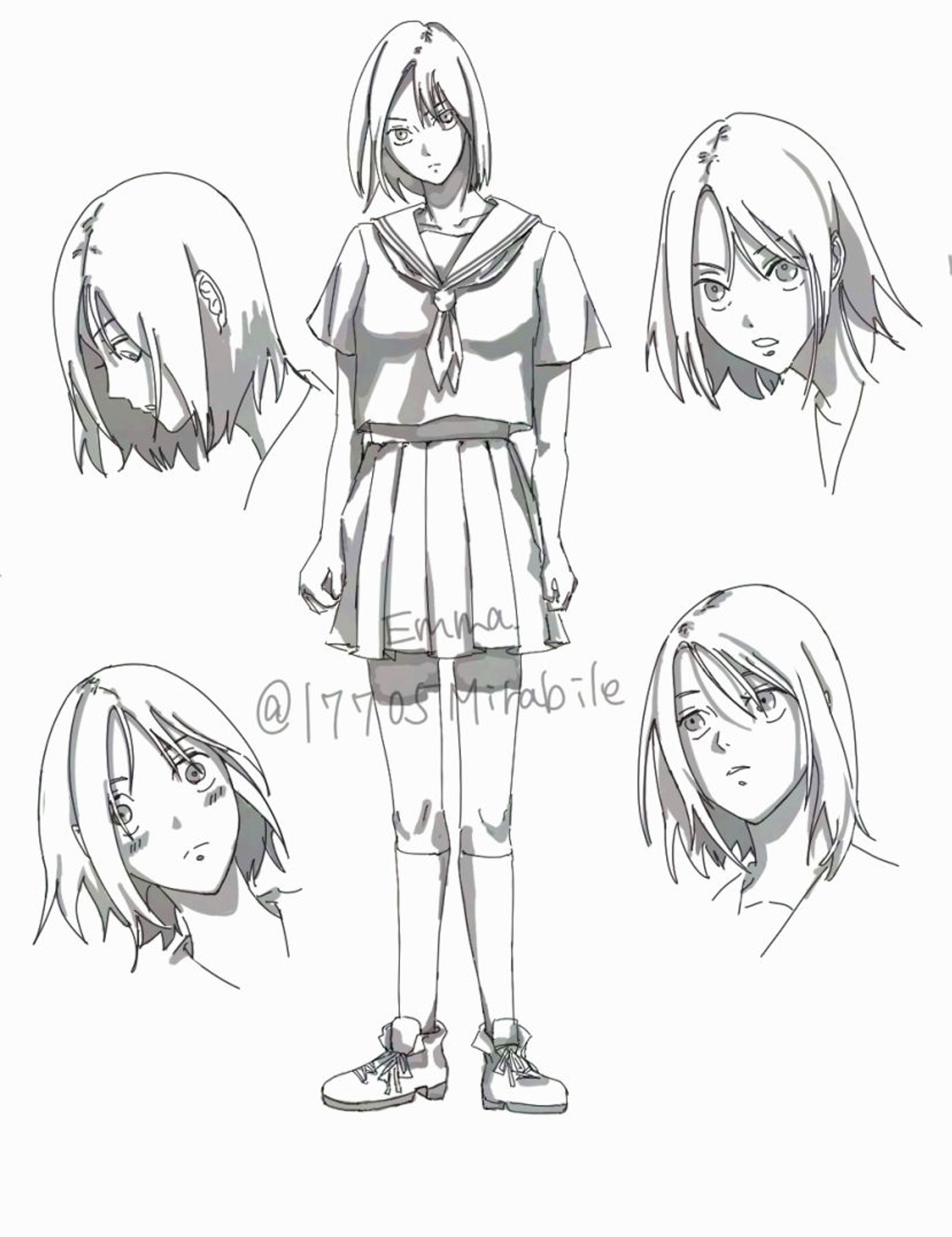 女の子OC  表情と角度バリエーション-1