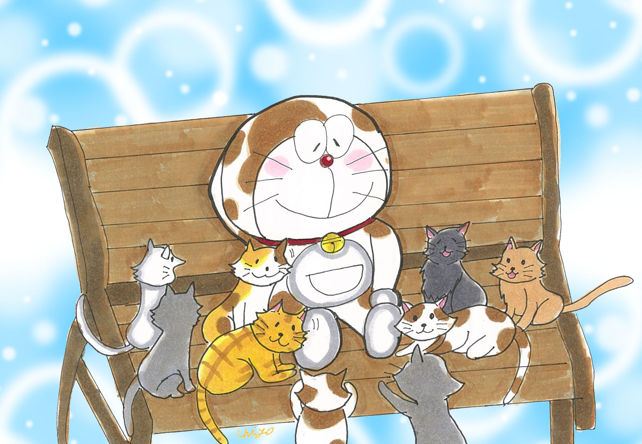 スーパー猫の日2022　イロガラドラえもんと猫たち-1