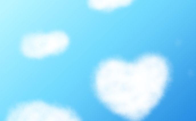 デジタル背景「ハートの雲空」