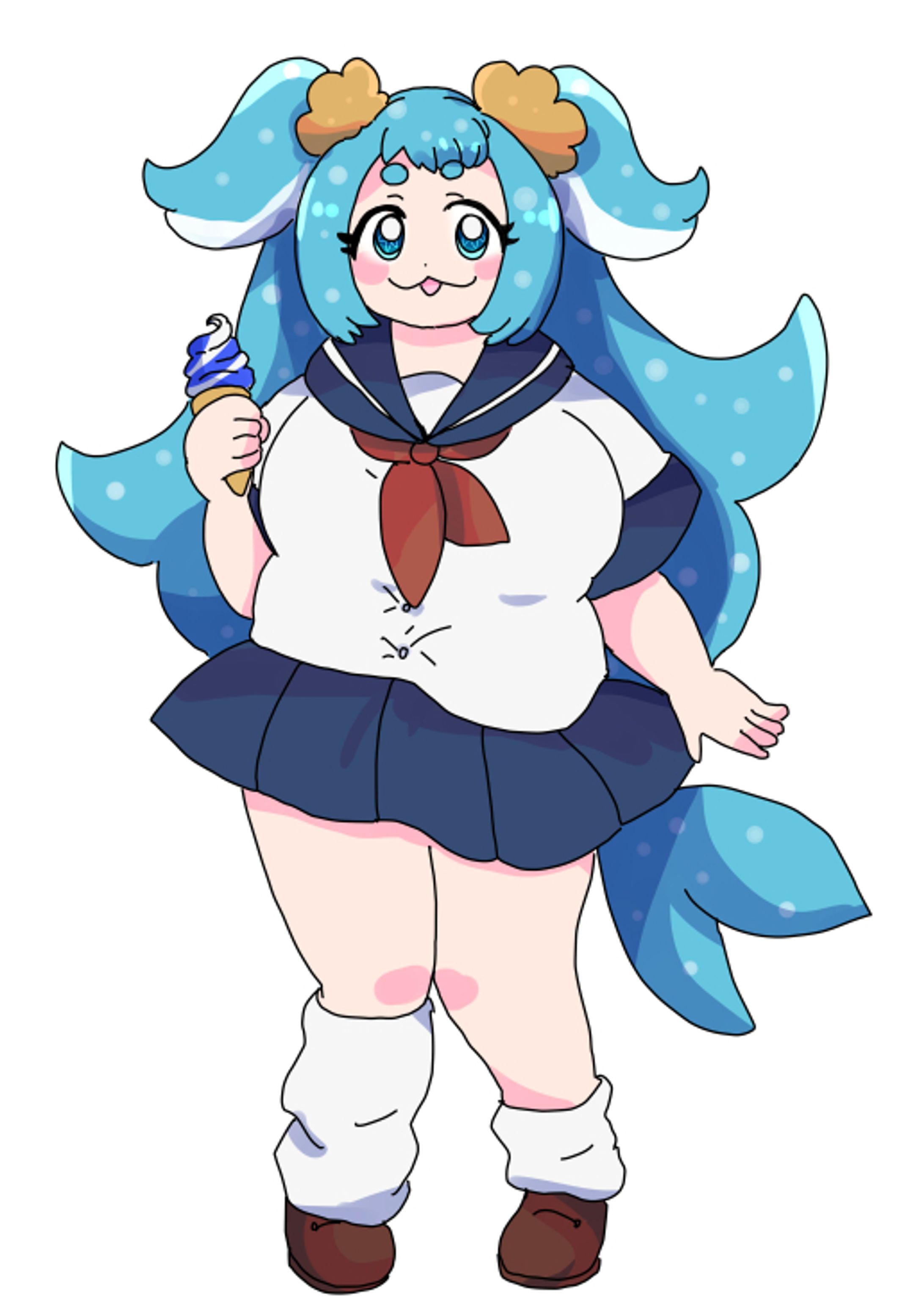 ジンベエザメモチーフのふくよかな女の子-1