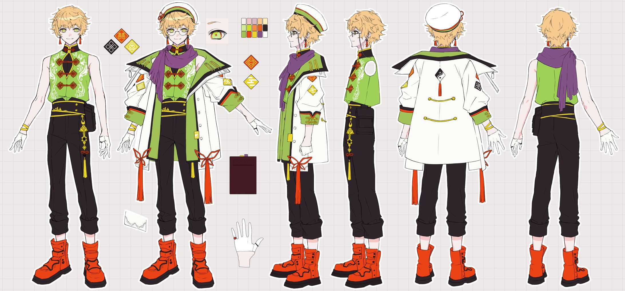 阿楼様　キャラデザ＆三面図-1