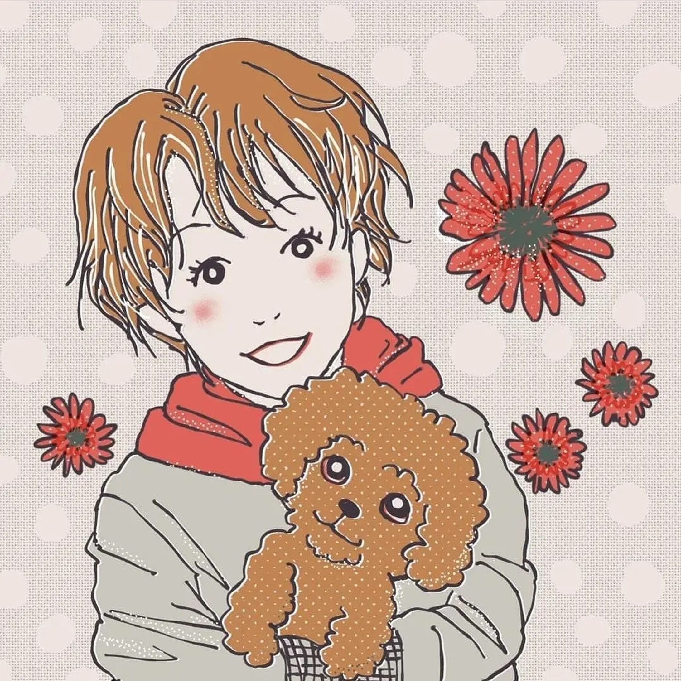 SNS用の似顔絵を作成しました。 #イラスト好き #似顔絵イラスト #可愛いイラスト #可愛い女の子 #犬と女の子 #イラストアイコン #tayasuisketches #似顔絵アイコン-1