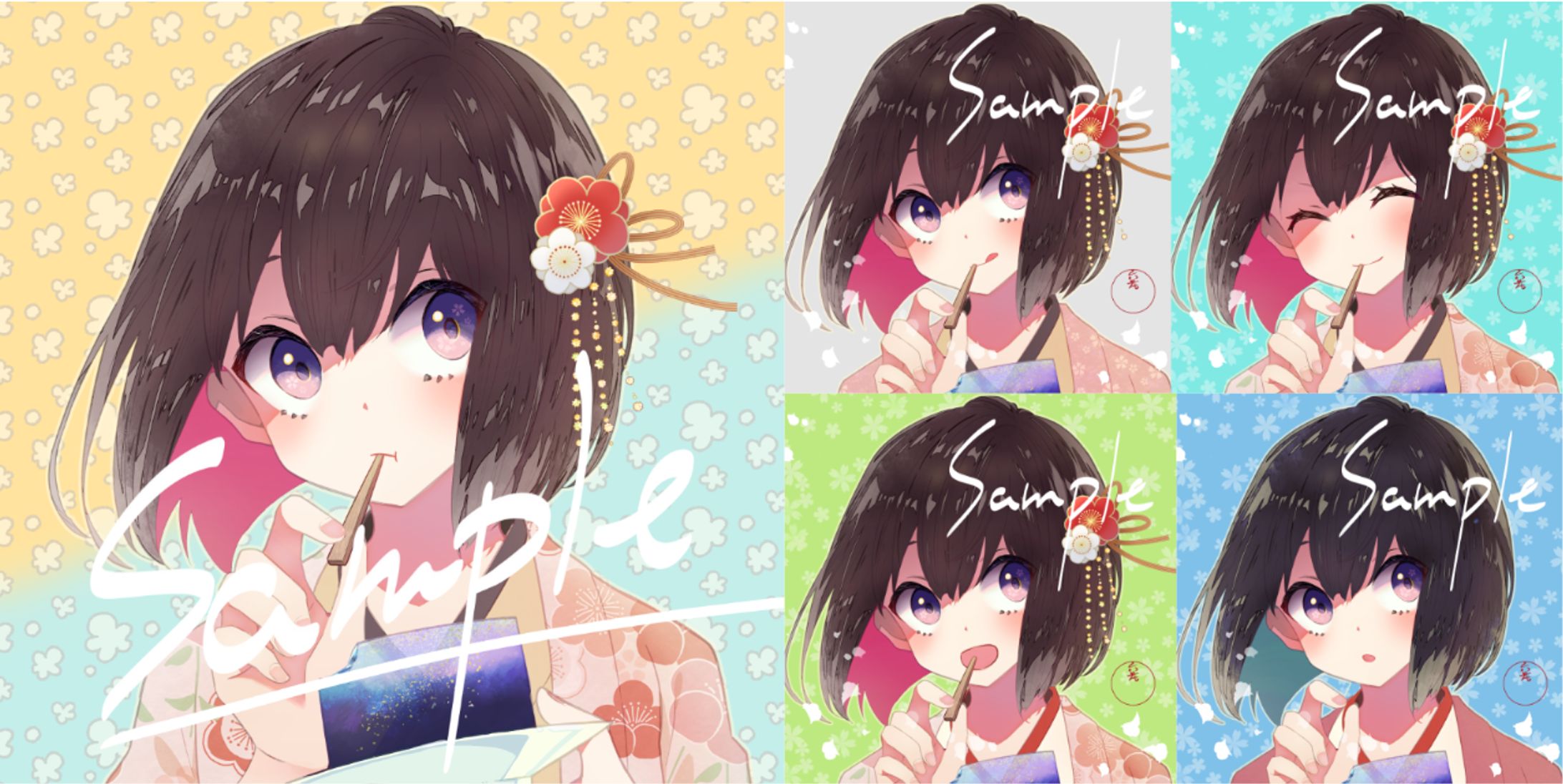 和菓子を食べる女の子-1