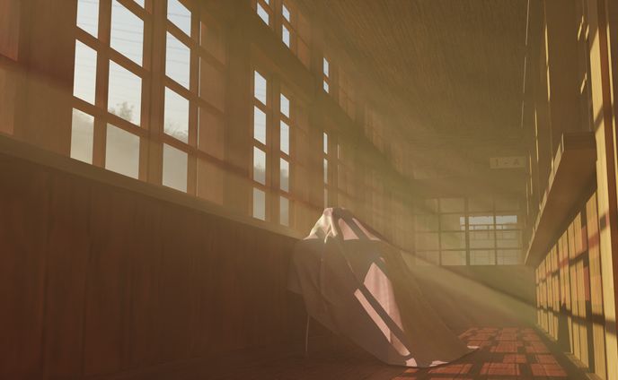朝陽差す学校