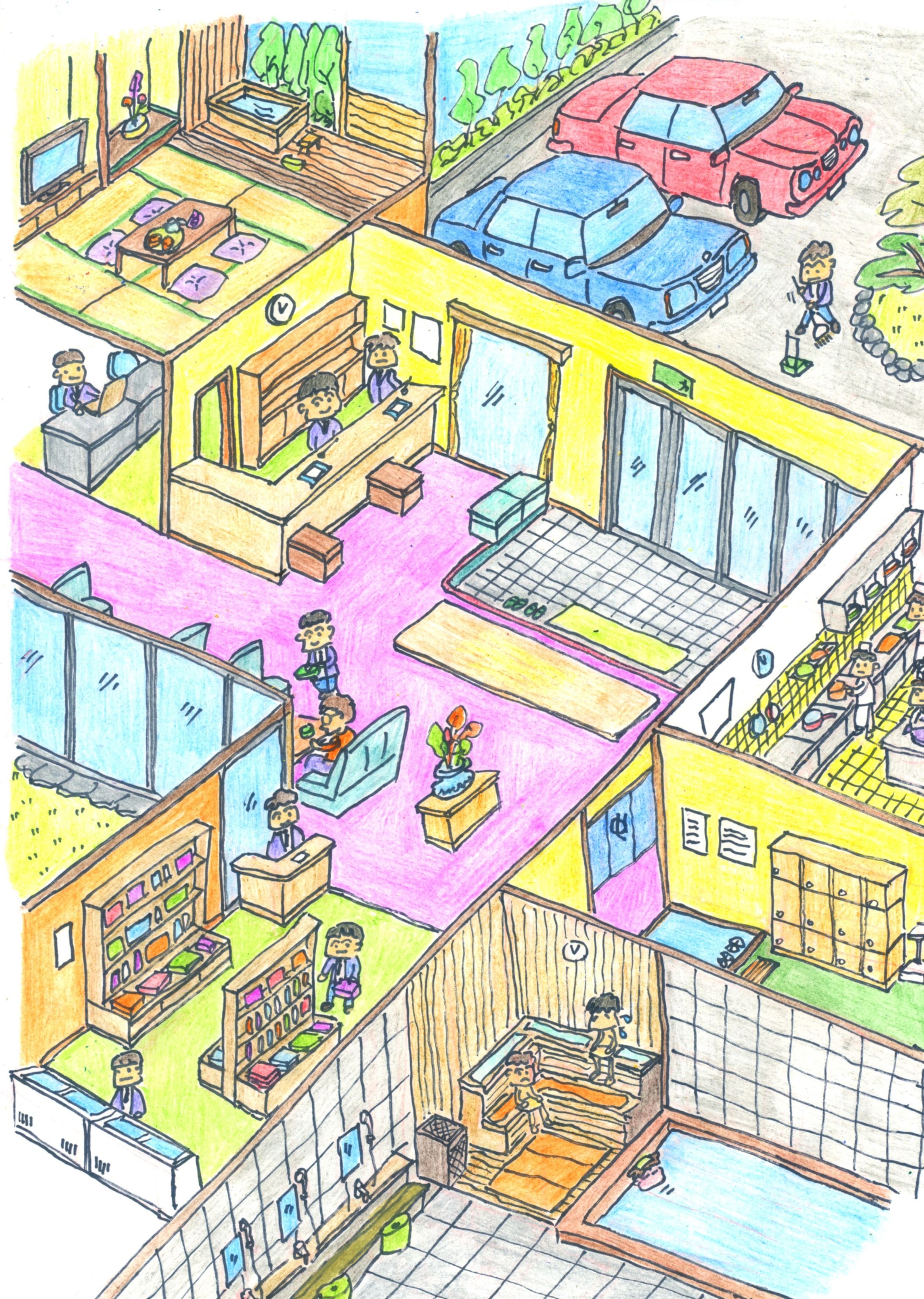 旅館で働く少年たち-1