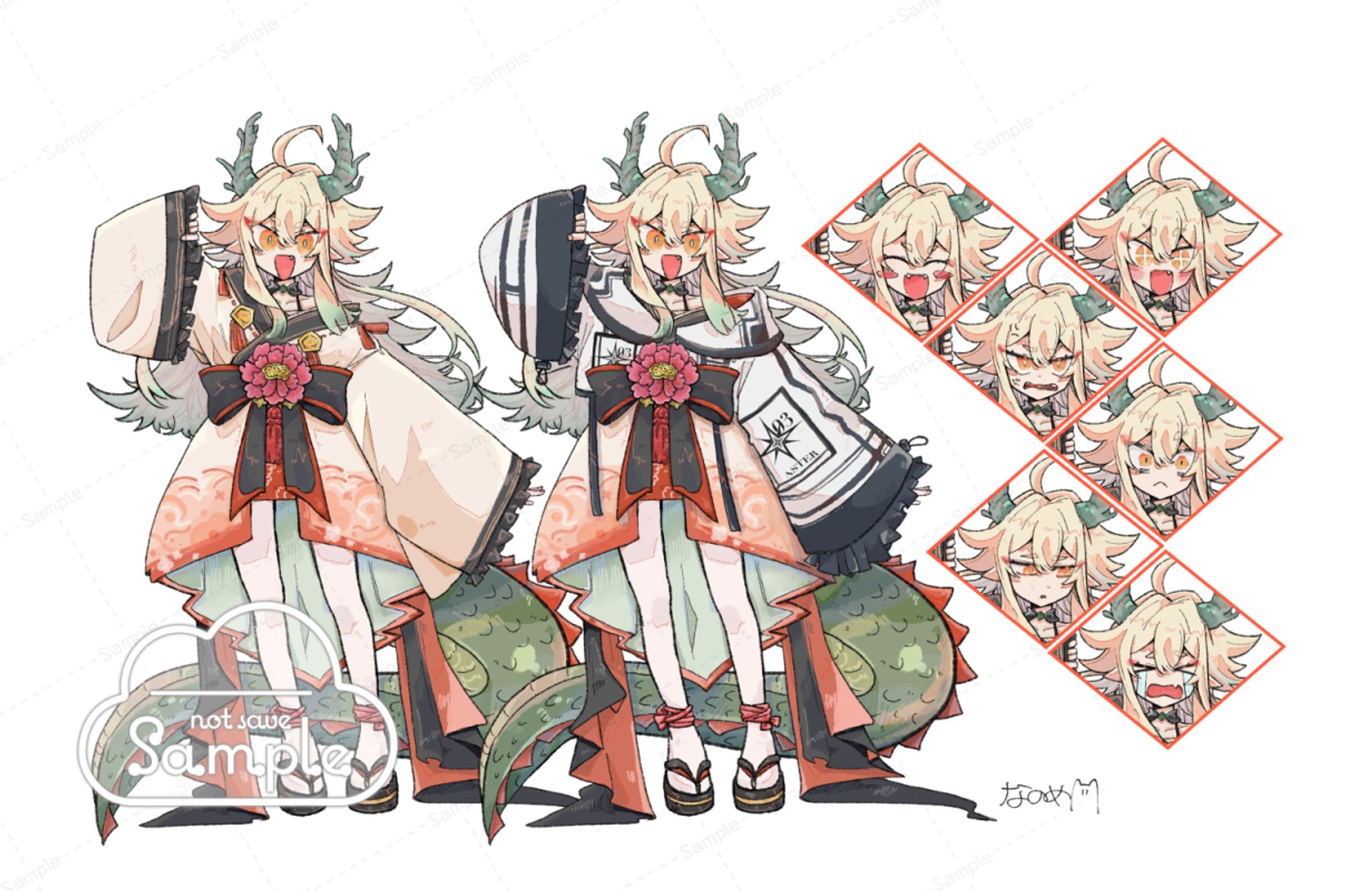 【commission】TRPG用立ち絵(服・表情差分)-1