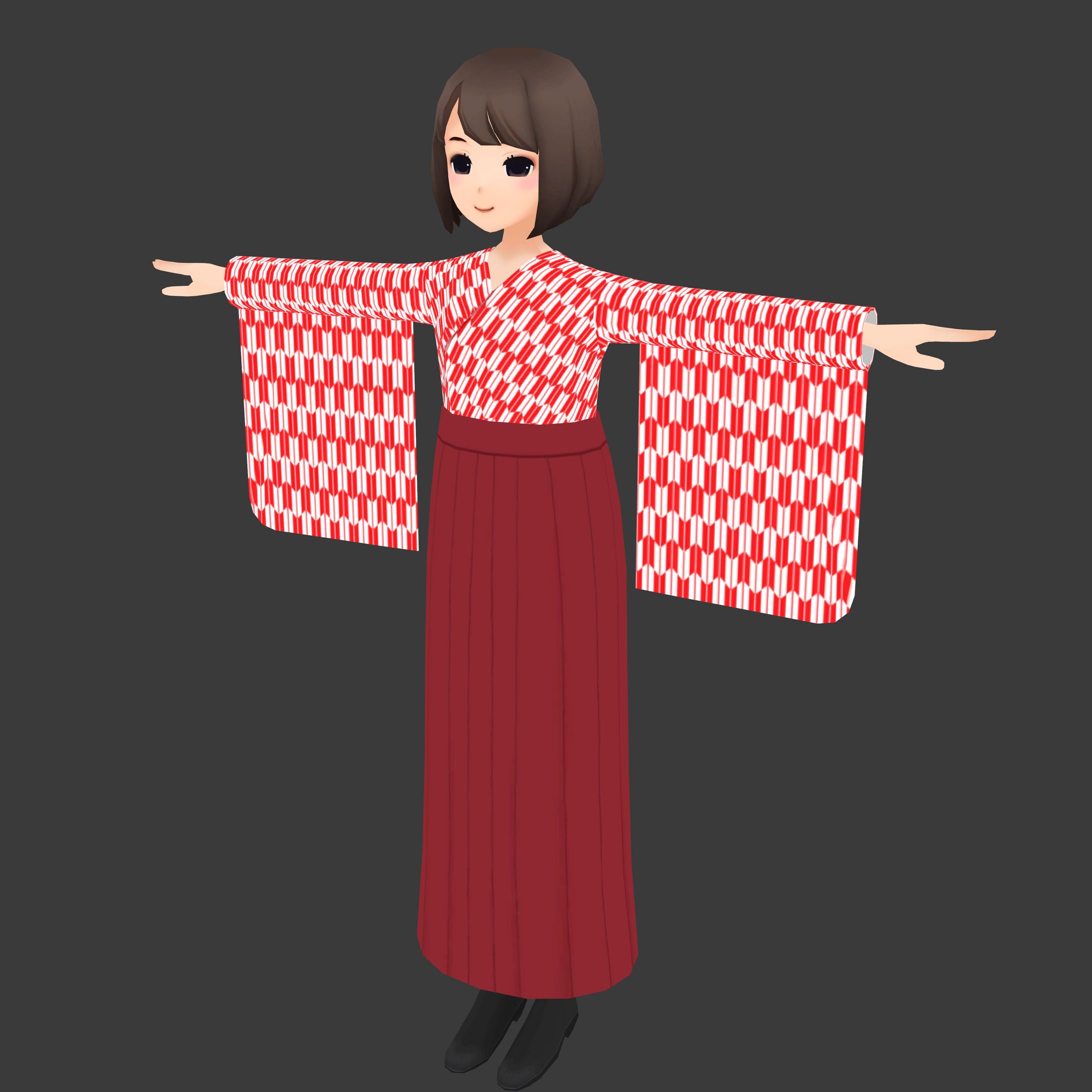 3Dキャラクターモデル用袴-1