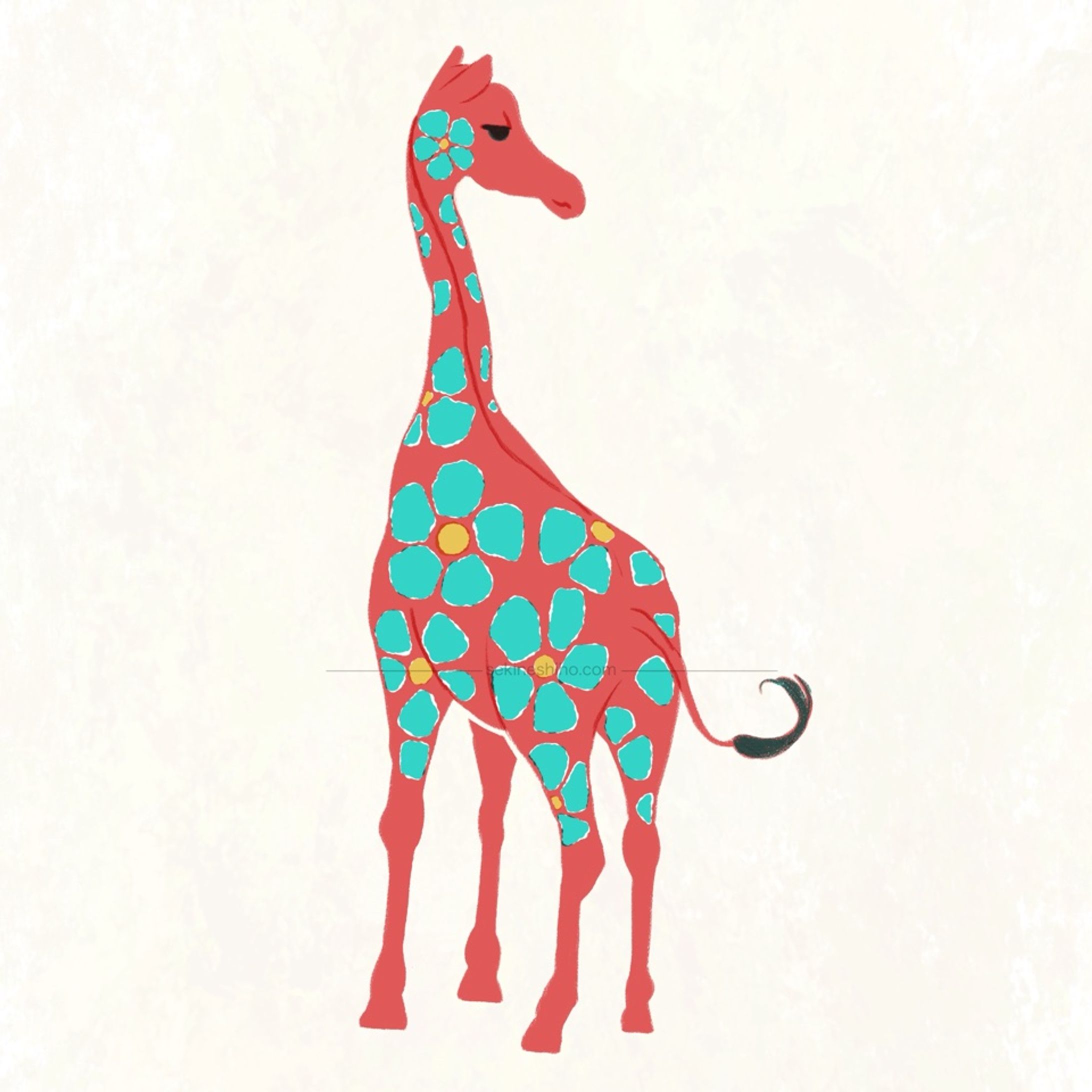 動物イラスト「キリンのこども」-1