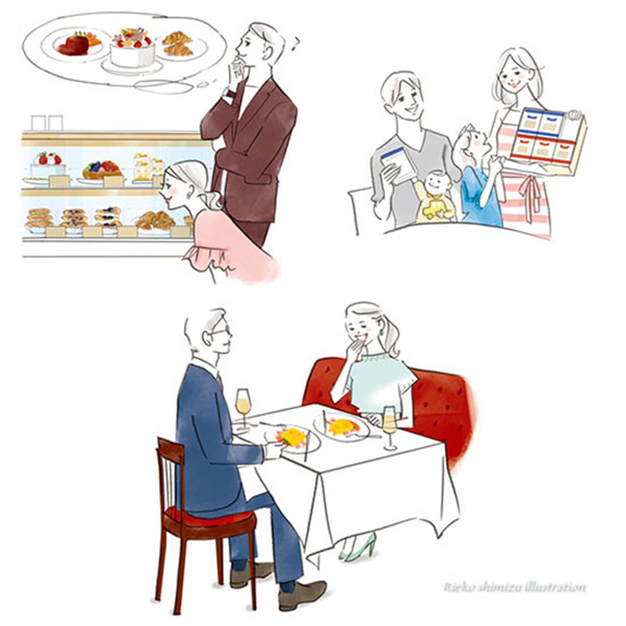 帝国ホテル/インペリアルクラブご入会ご紹介パンフレット/家族＆カップルのイラスト-1