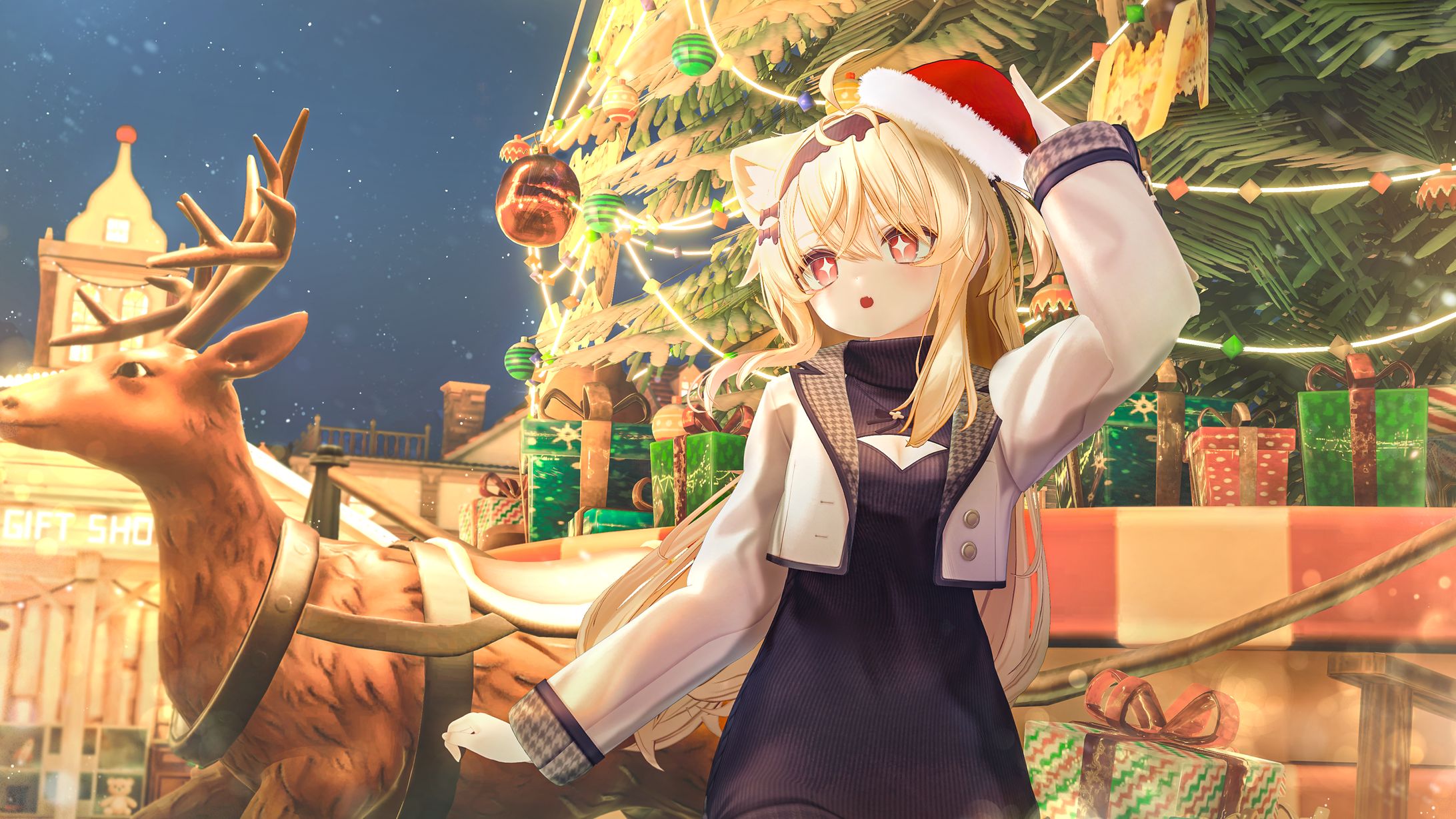 【ご依頼】sep-neko-ya様3Dモデル「エク」クリスマス写真-1
