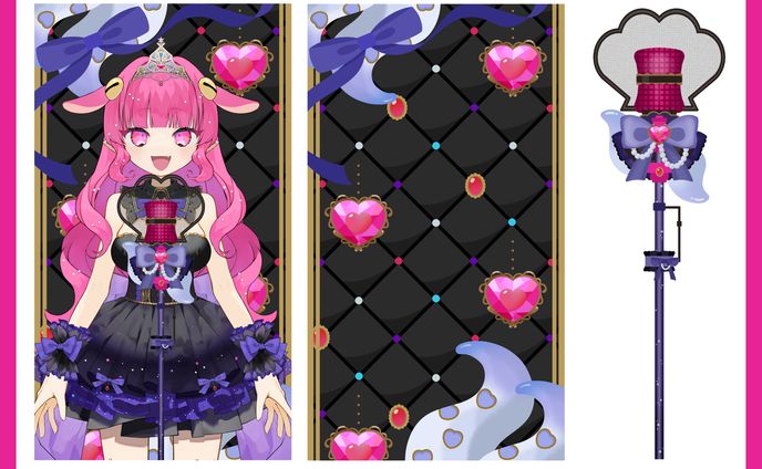 めんだこちゃん様　縦型背景素材+マイク