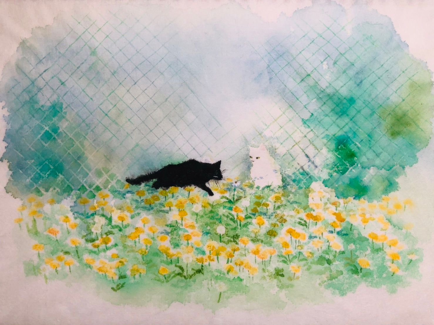 日本画⑷花創作画