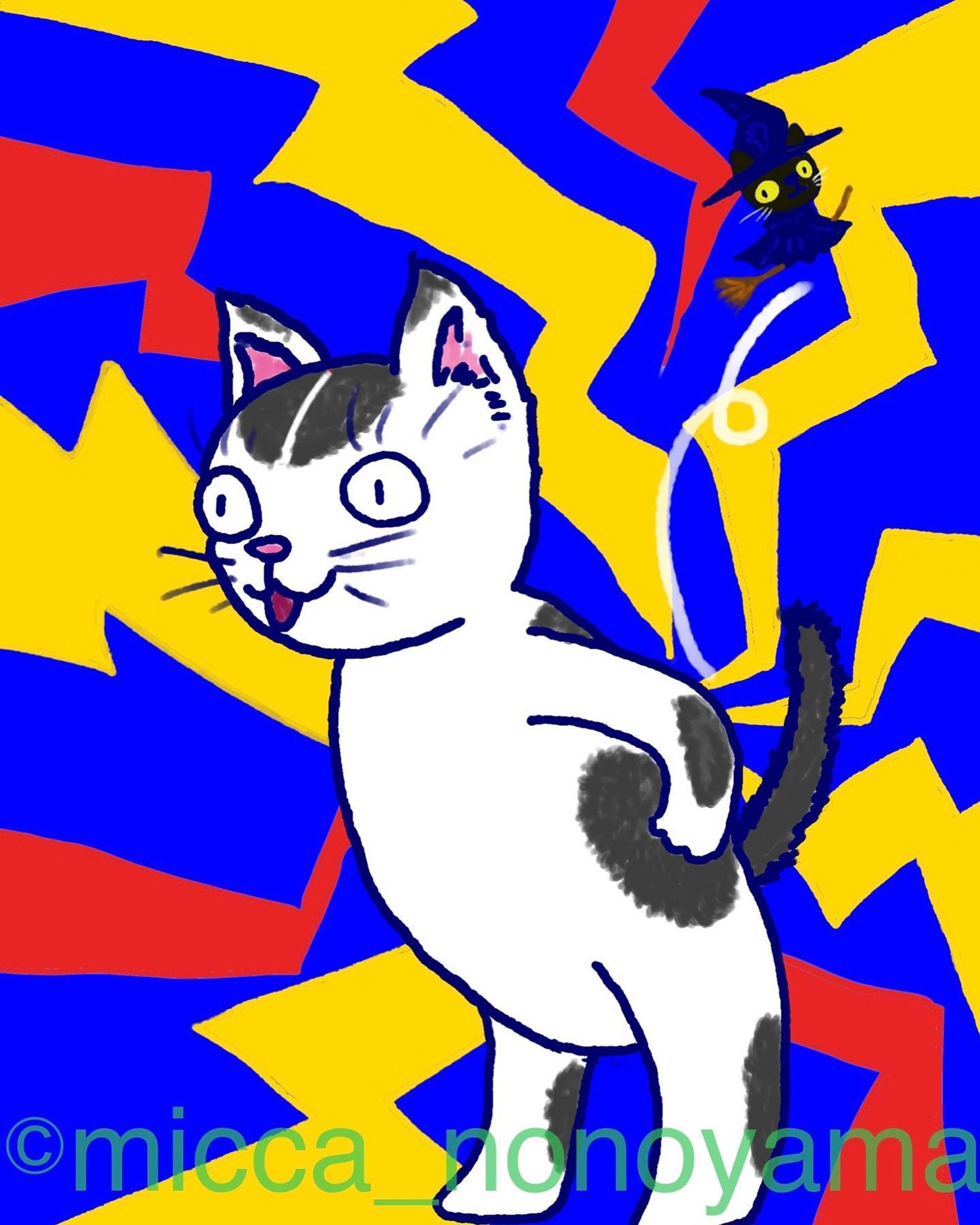 ギックリ腰キター⚡️
#ギックリ腰 #痛い #witch #witchsshot #cat #animal #illustration #childrensbooks #猫 #イラスト #絵本-1