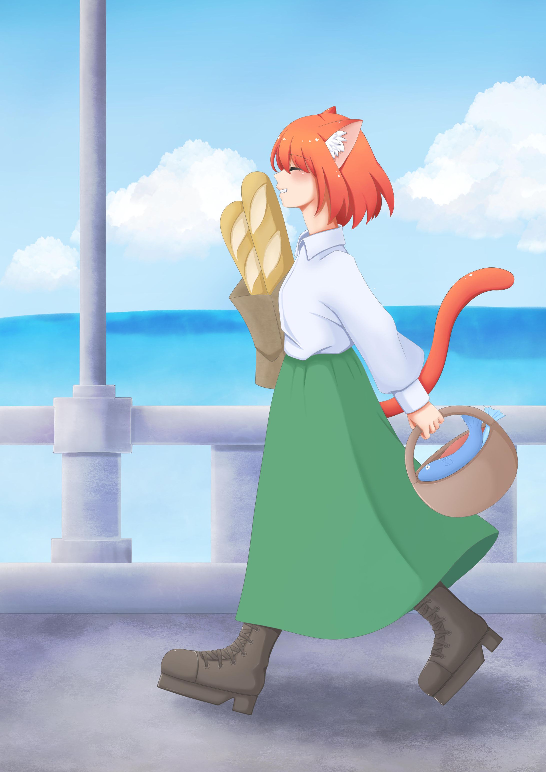 【イラスト】猫耳娘の日常-1