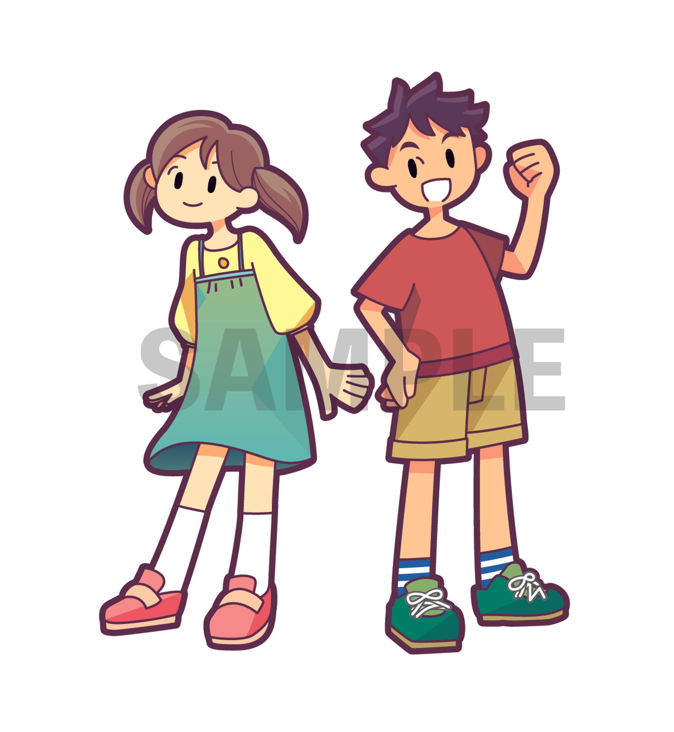 小学生男女のイラスト-1