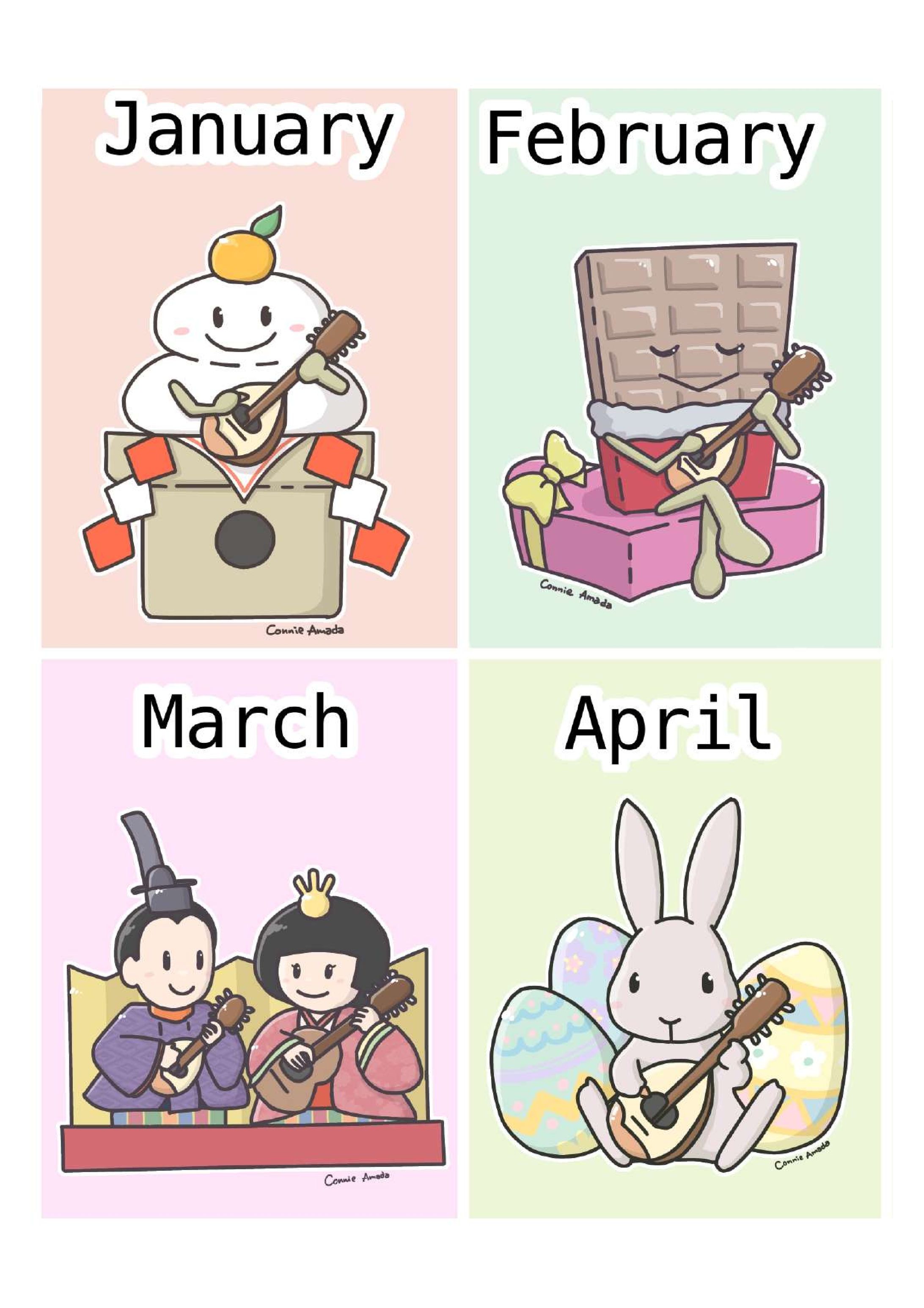 カレンダーイラスト『マンドリンオーケストラ卓上カレンダー2022』-1