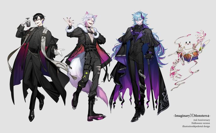 【work】ハロウィン衣装アクリルスタンド用立ち絵/台座デザイン