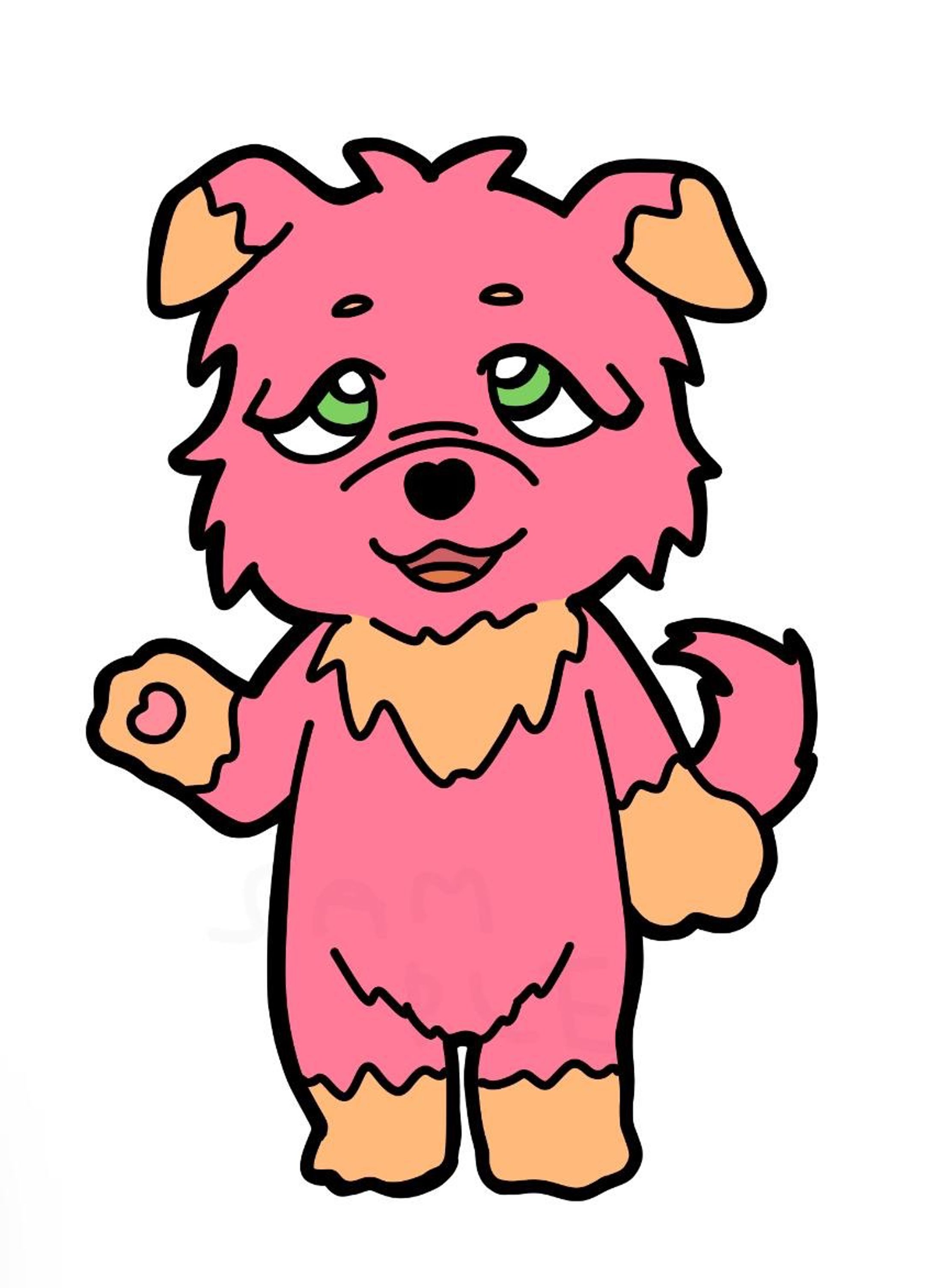 ピンクの犬のキャラクターイラスト-1