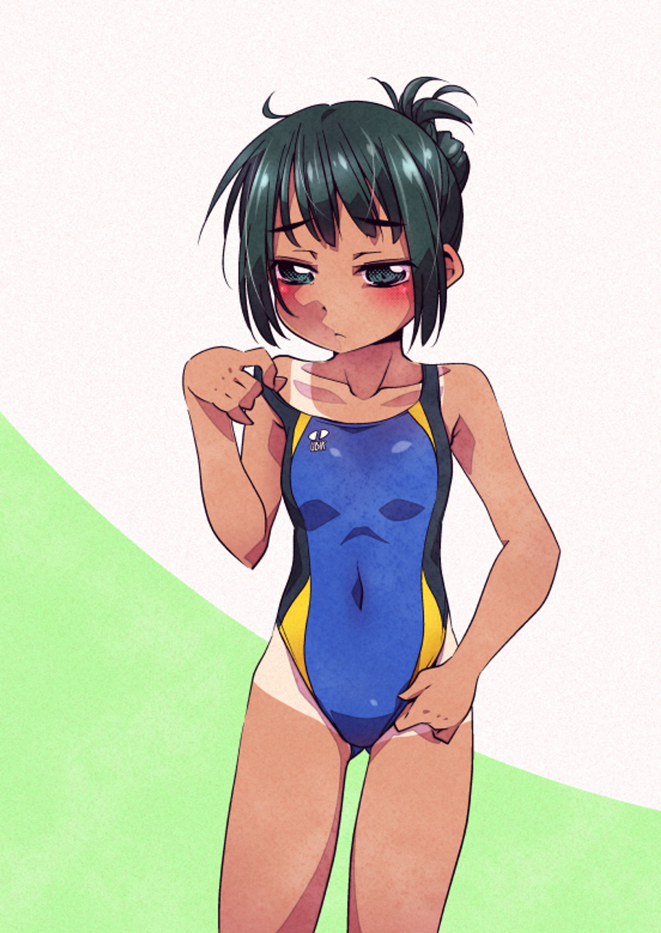 スク水の日焼けあとと競泳水着-1