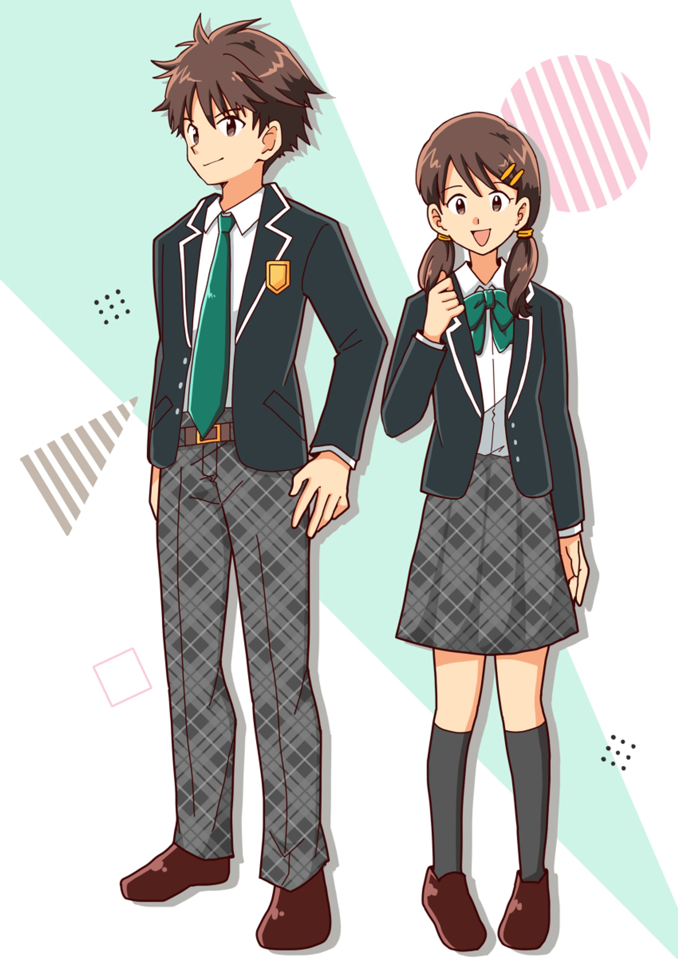 【アニメタッチ】高校生男女のイラスト-1