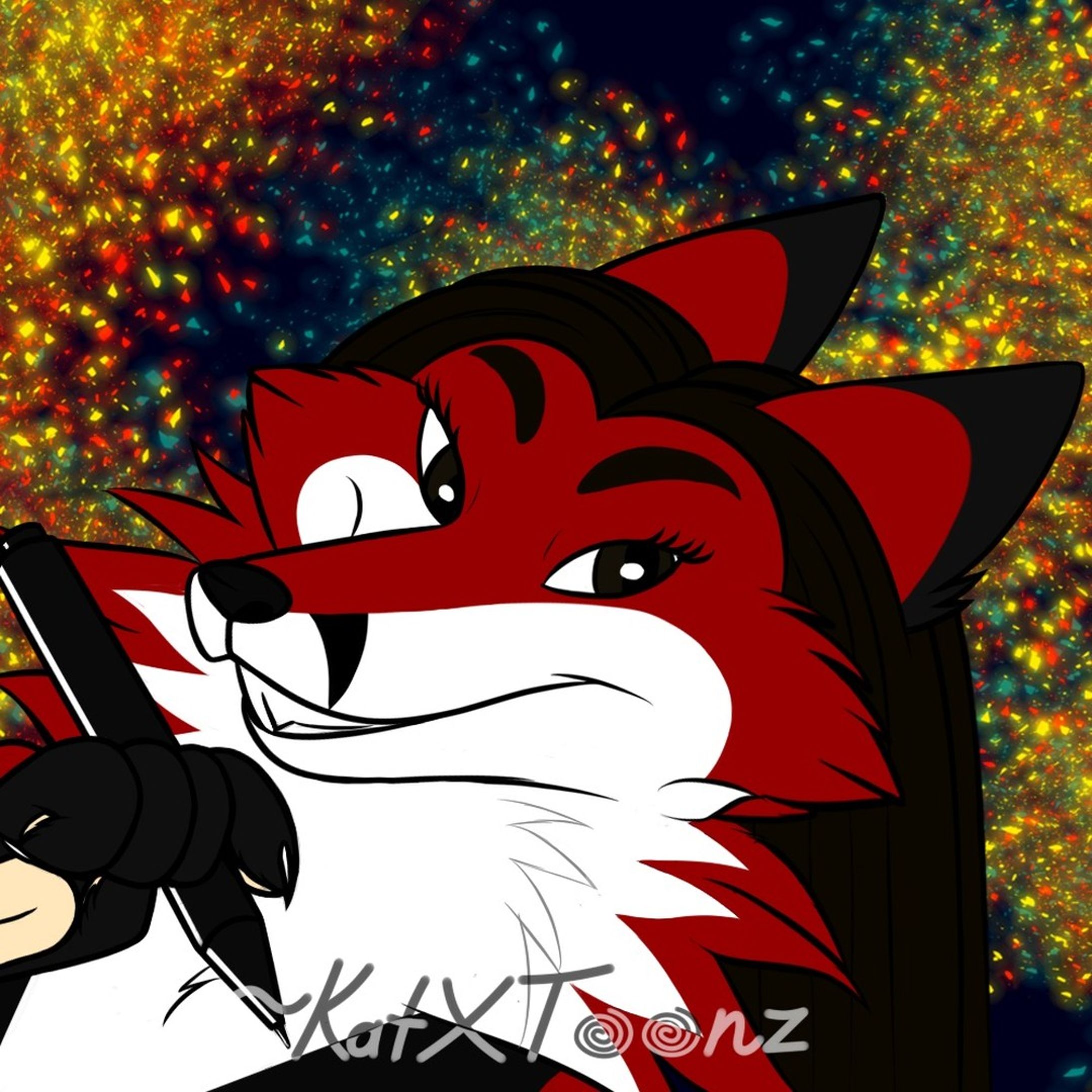 Redrew and finished the sketchy profile picture I made...last year or the year before? XD Background made with one of the glorious free brushes by @raikairanart !

#sketch #fullcolor #sai2017 #sai2023-1