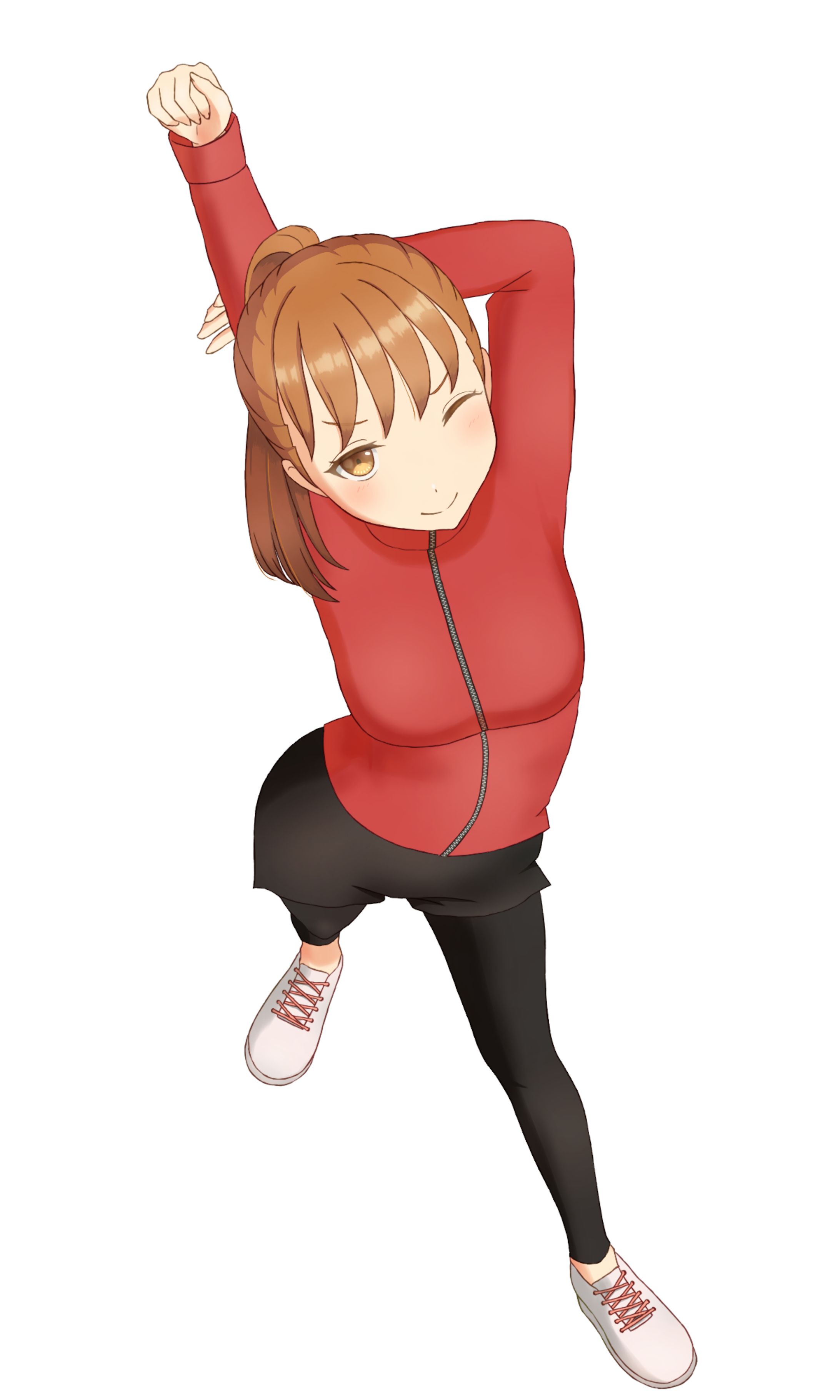 伸びをする女性-1