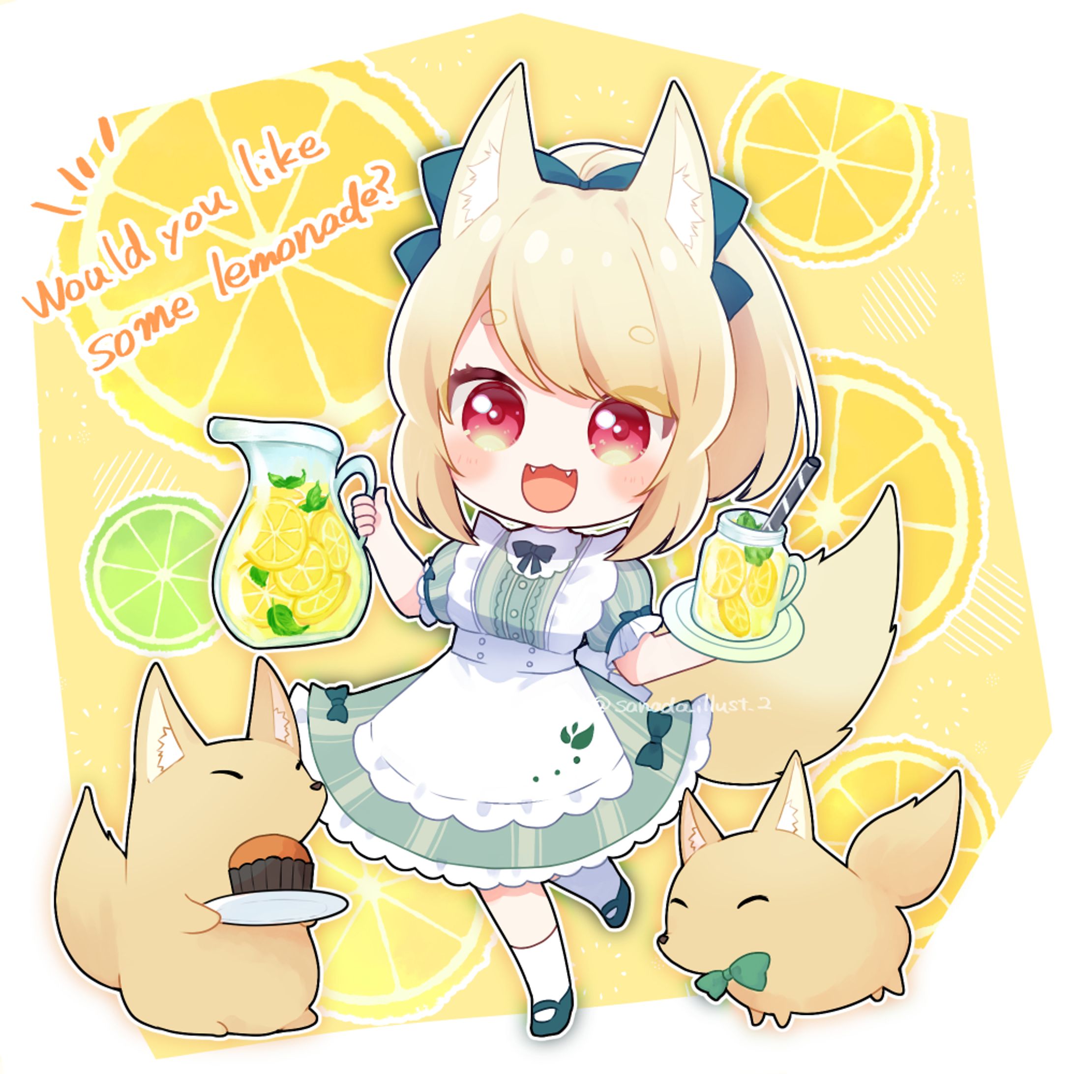 レモン×狐っこ　創作イラスト-1