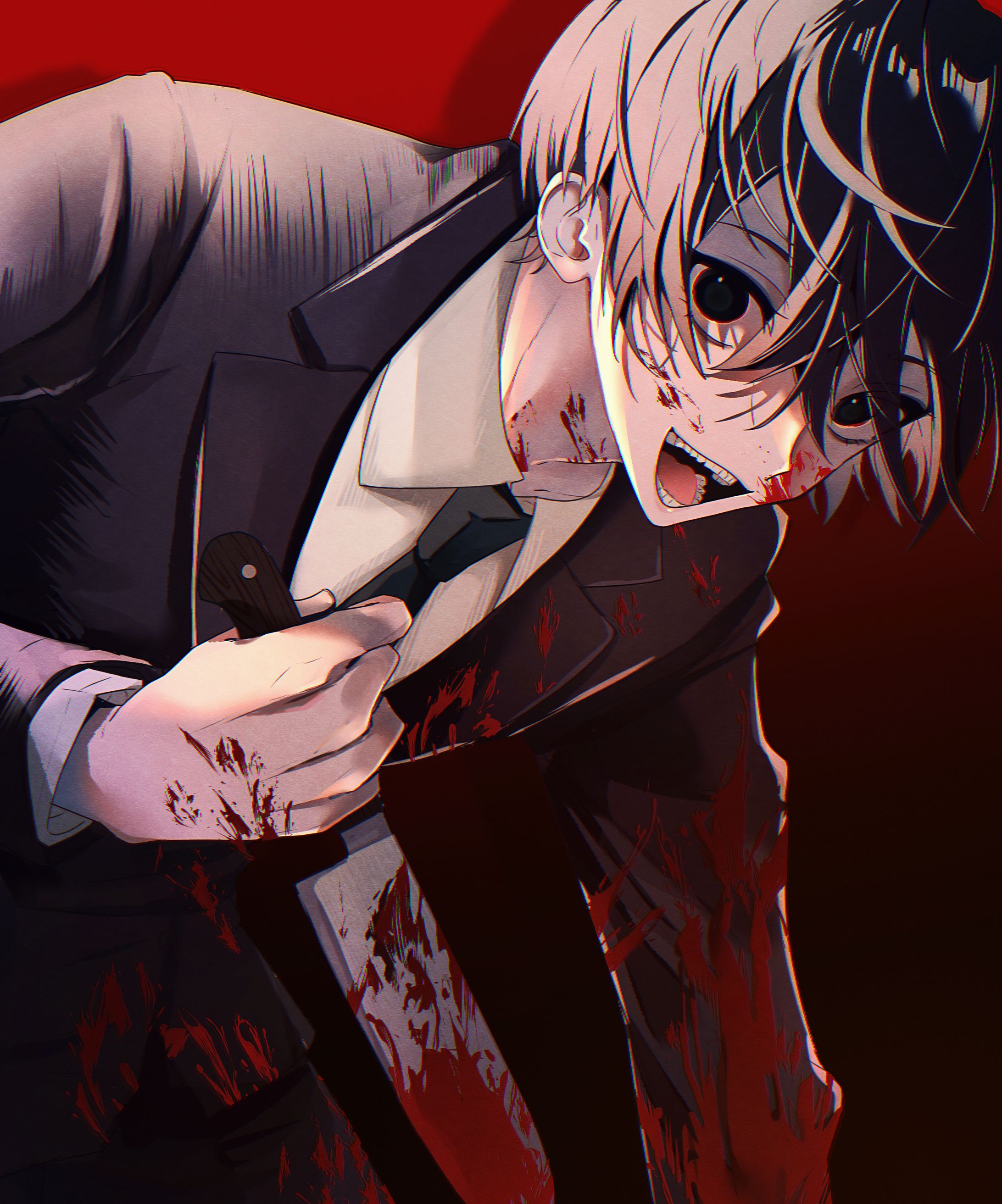 【オリジナル】血しぶきを浴びる男性のイラスト-1