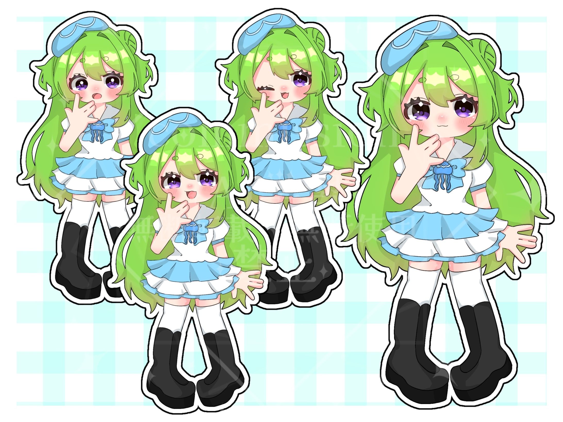 ミニキャラ全身+表情差分3種 / 七海 海月 様-1