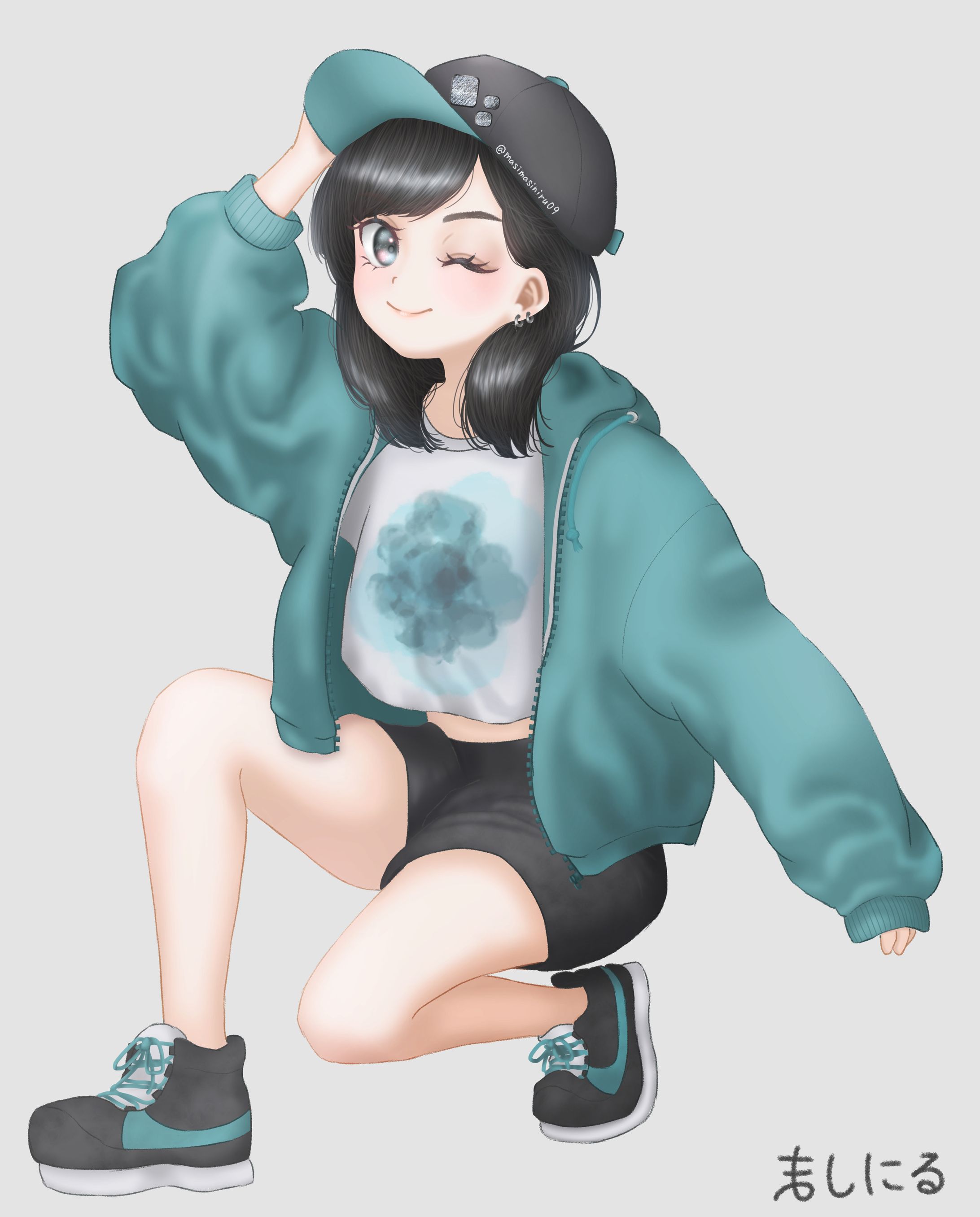 キャップパーカー女の子-1