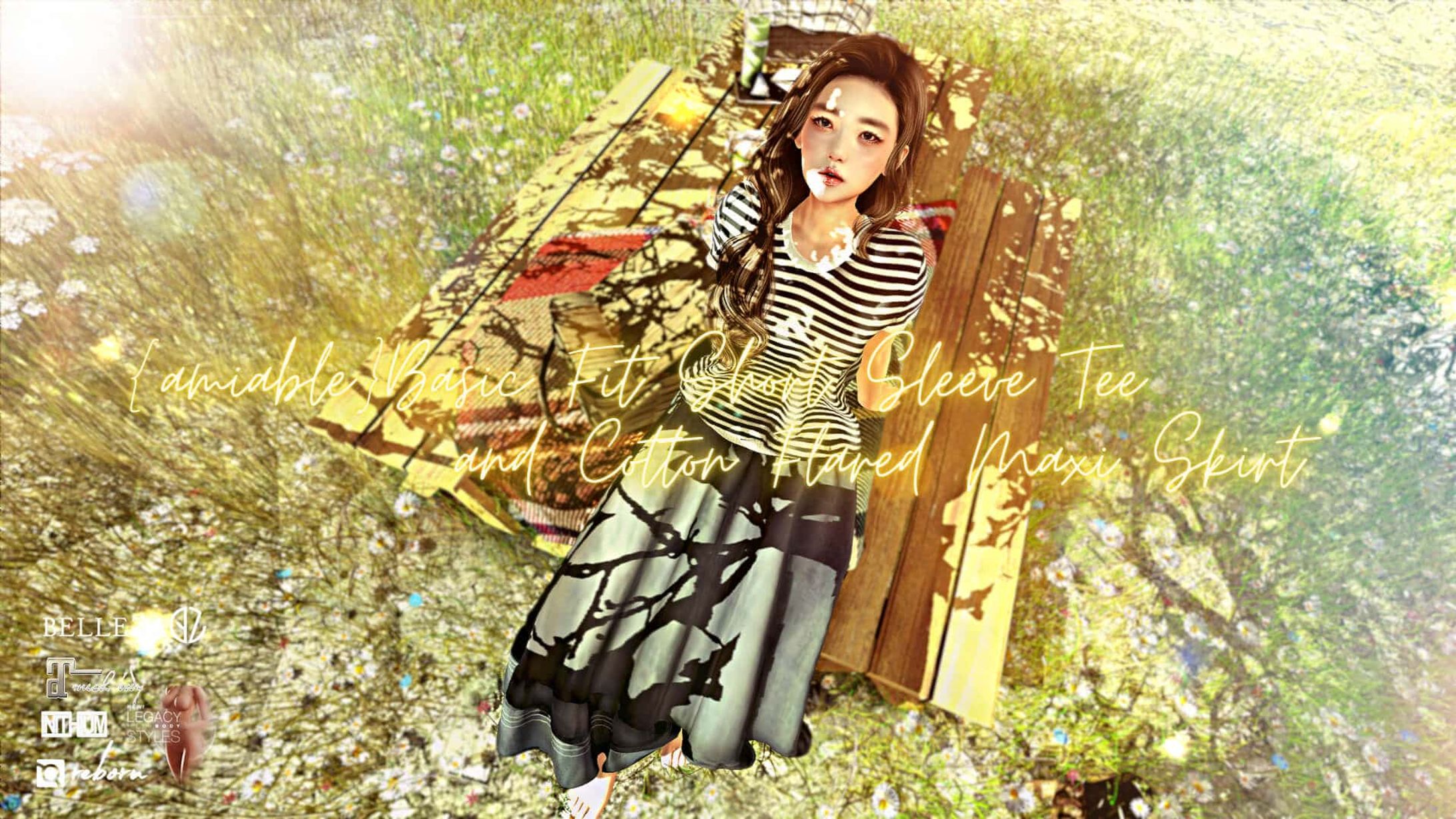 {amiable}Basic Tee & Cotton Maxi Skirt@SL20B Shop and Hop.-1