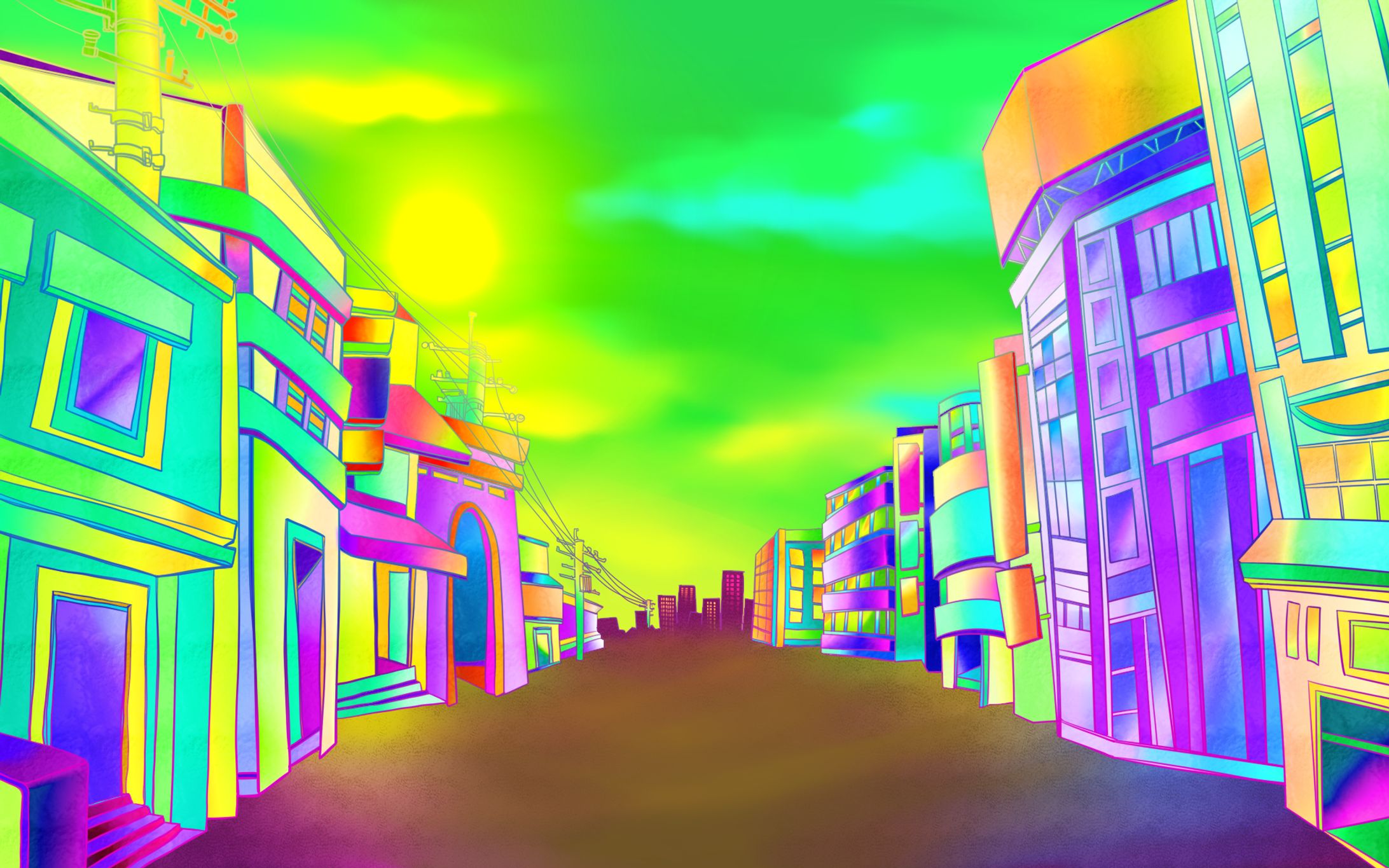 背景　街フリーハンド-1