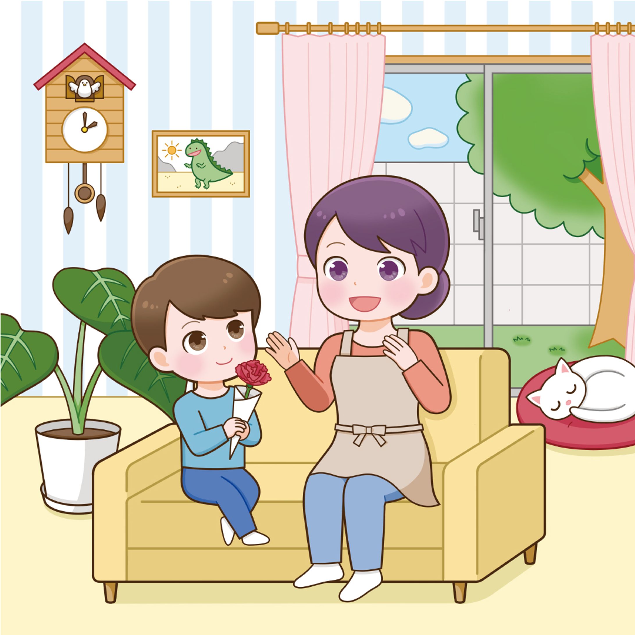 子ども向けイラスト　母の日　2023年5月制作-1