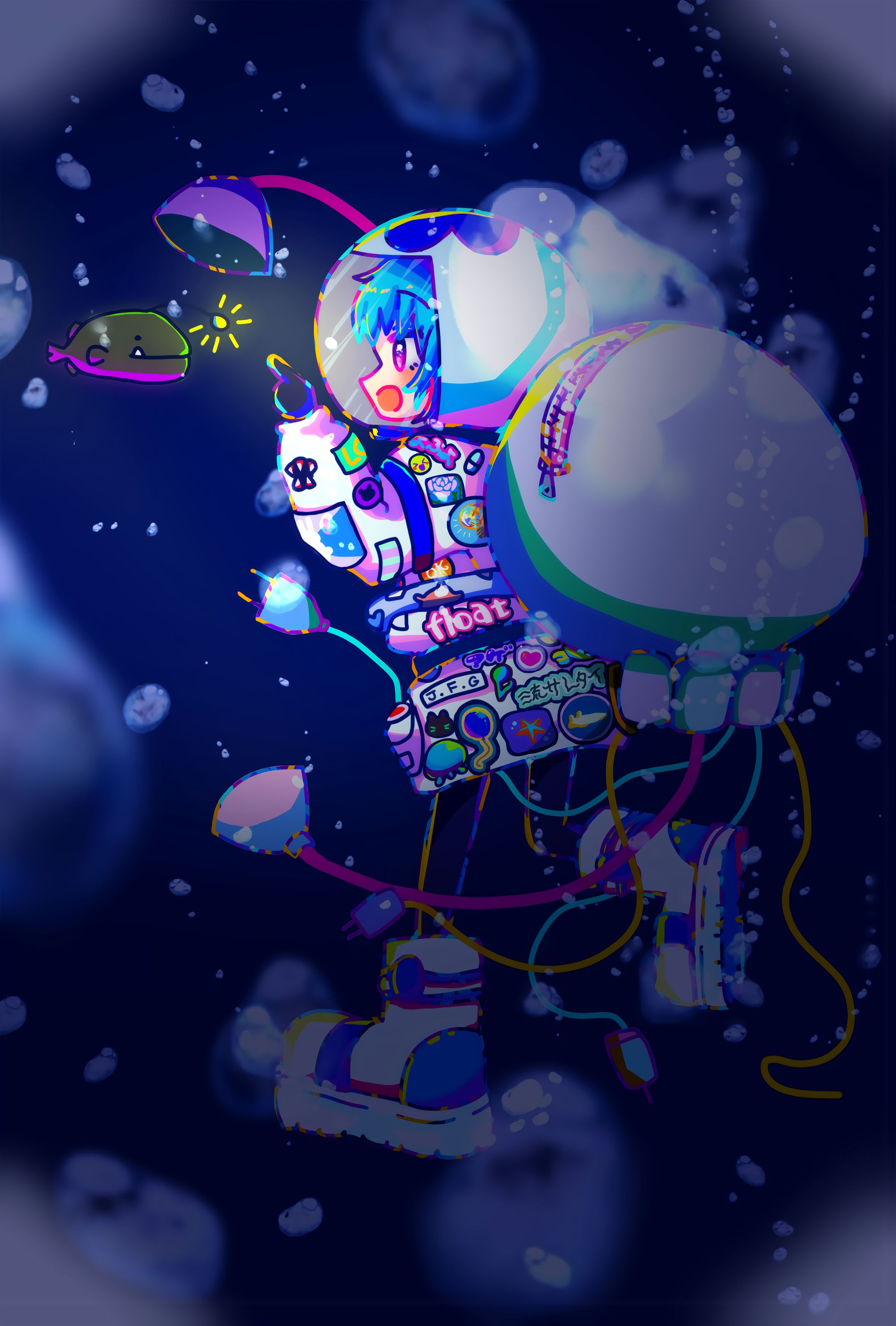 自主制作｜イラスト『海底探索くらげちゃん』-1