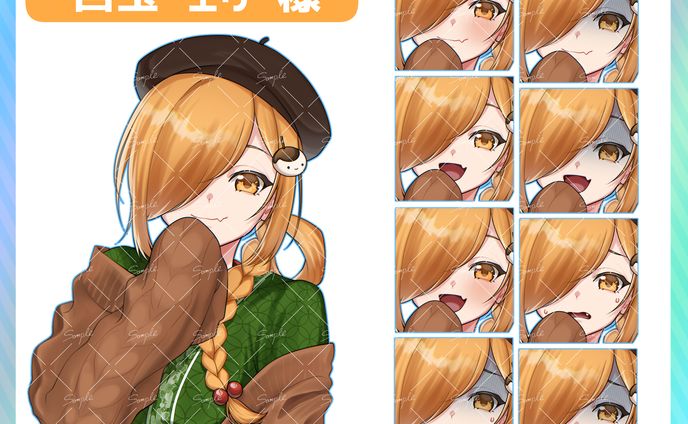 白玉エリ様　サムネイル挿絵用立ち絵+差分８点
