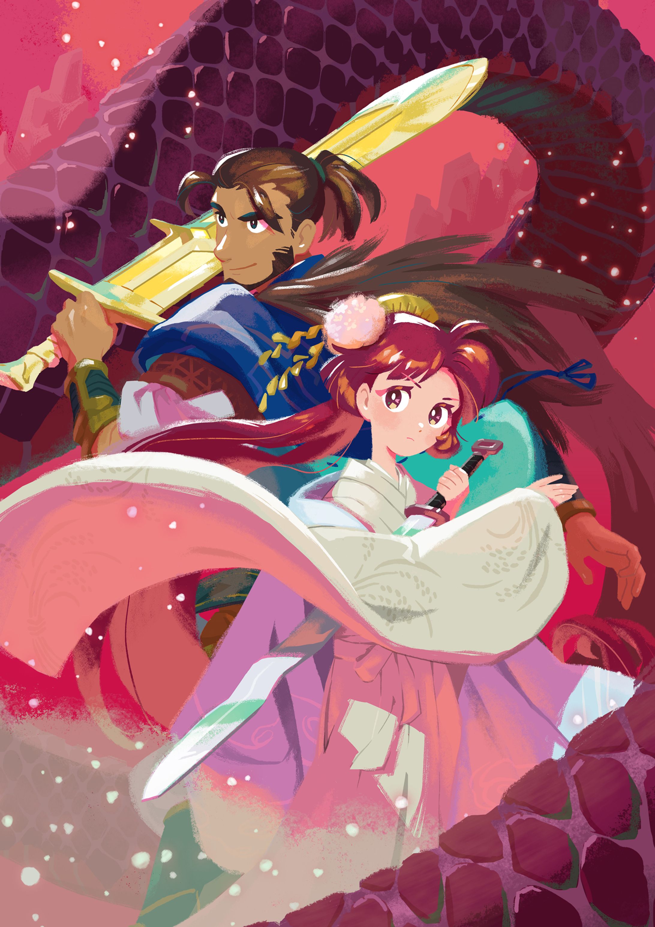 ゲームのメインビジュアルを想定したイラスト-1