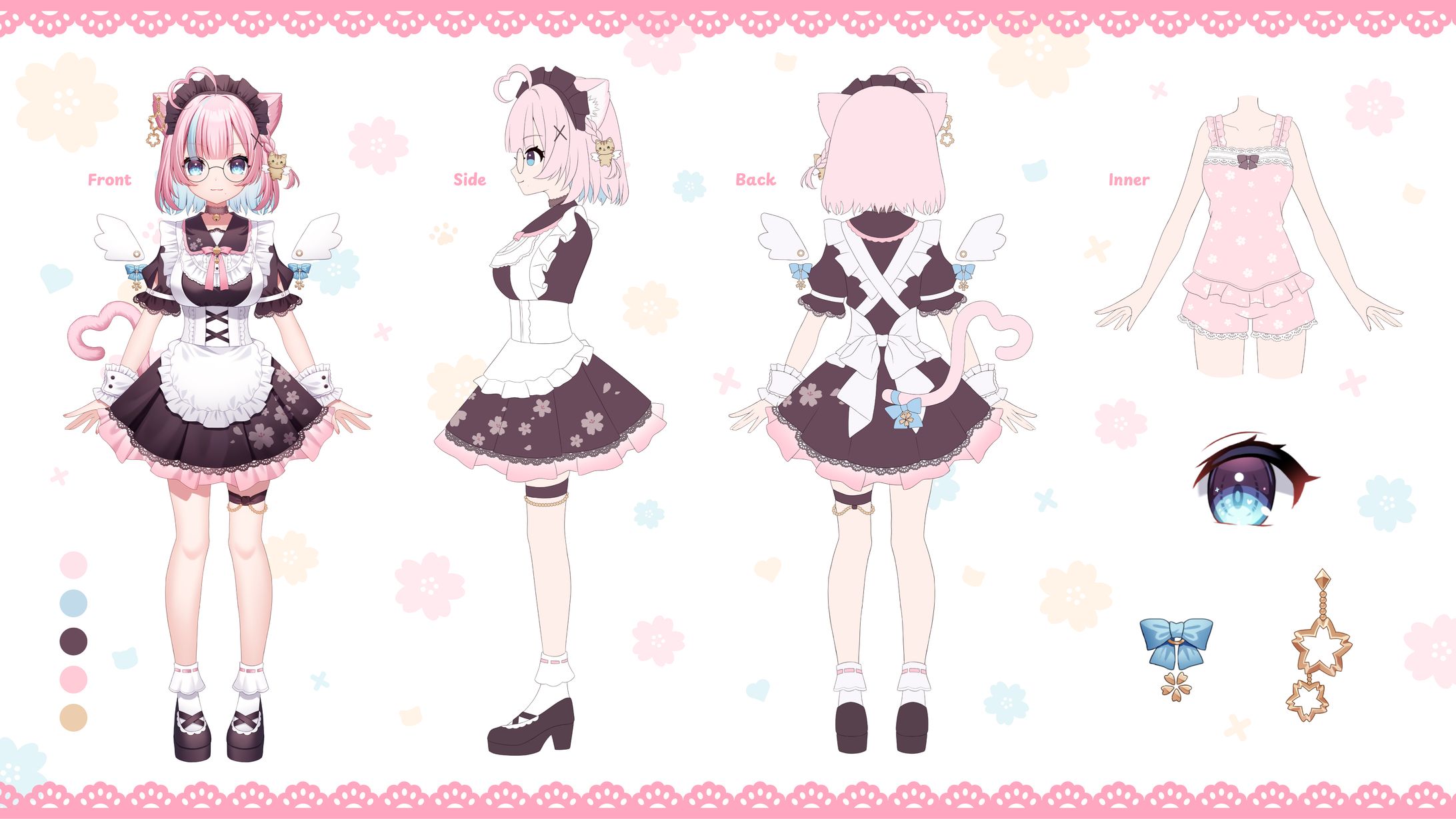 【お仕事】佐倉櫻子/VTuberモデル三面図-1