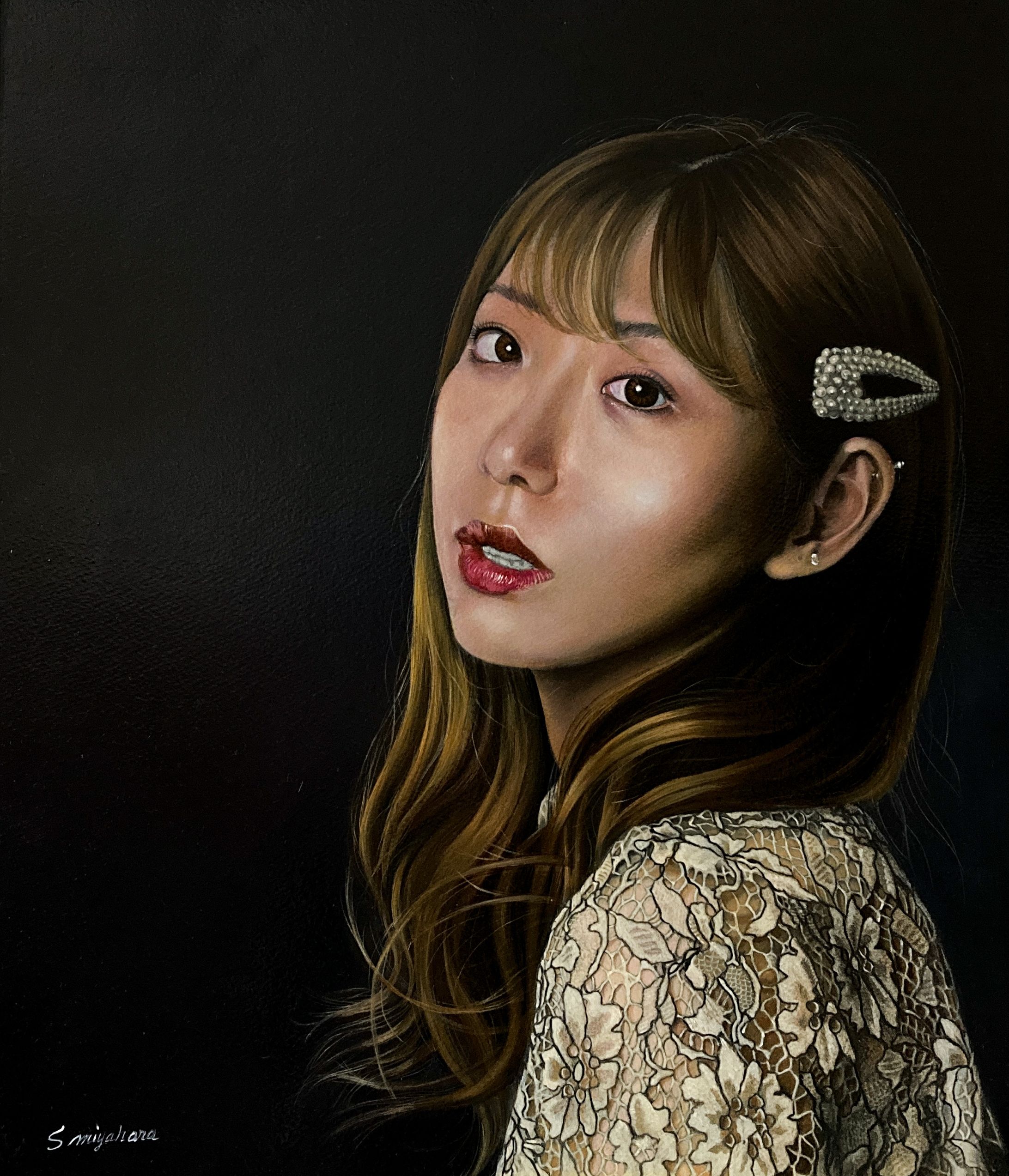 A woman with pearl hair ornament-1