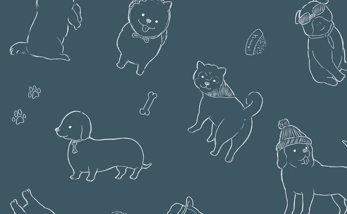 【イラスト】手書き風ワンチャンパターン