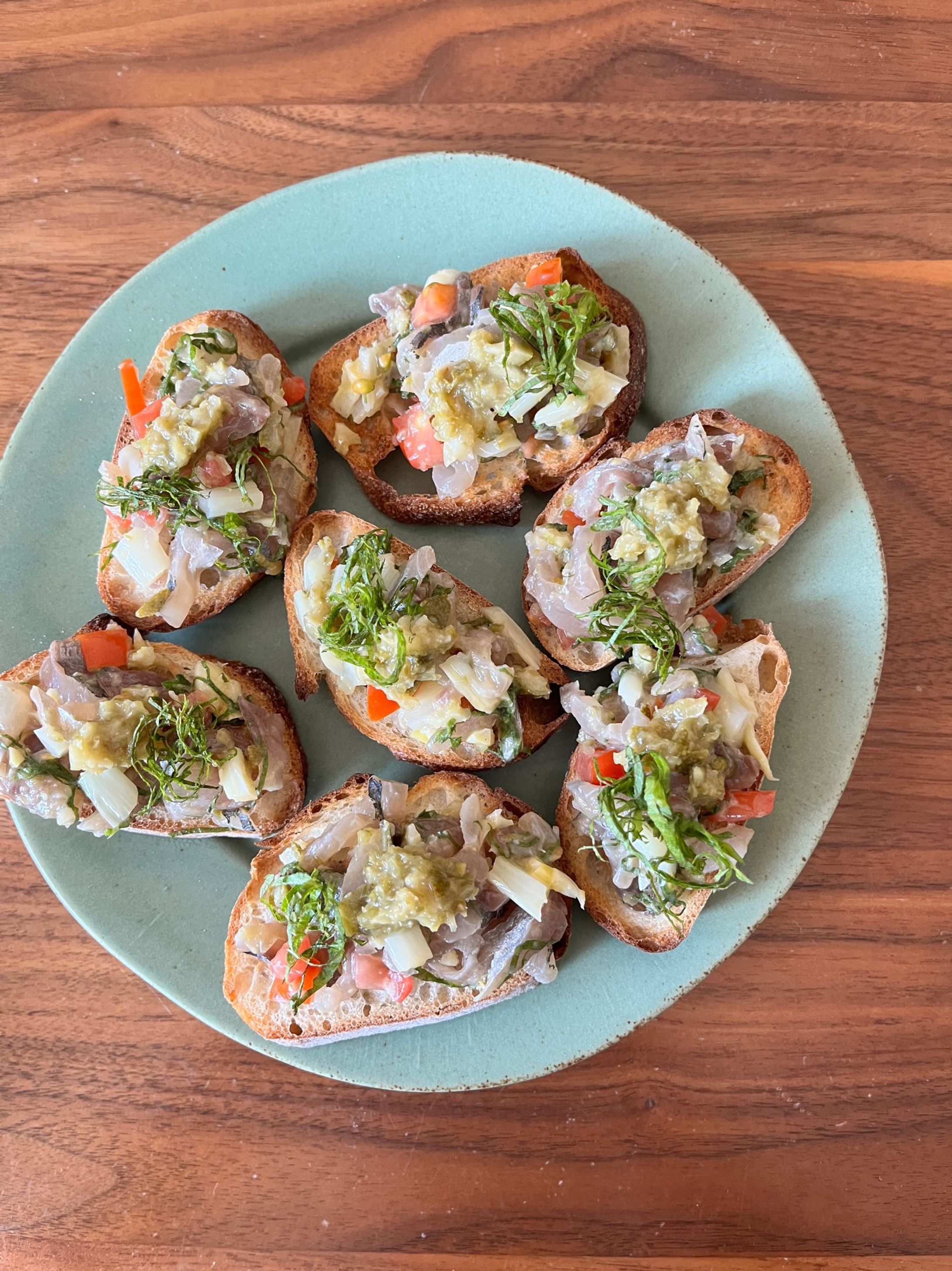 アジと柚子胡椒のブルスケッタ-1