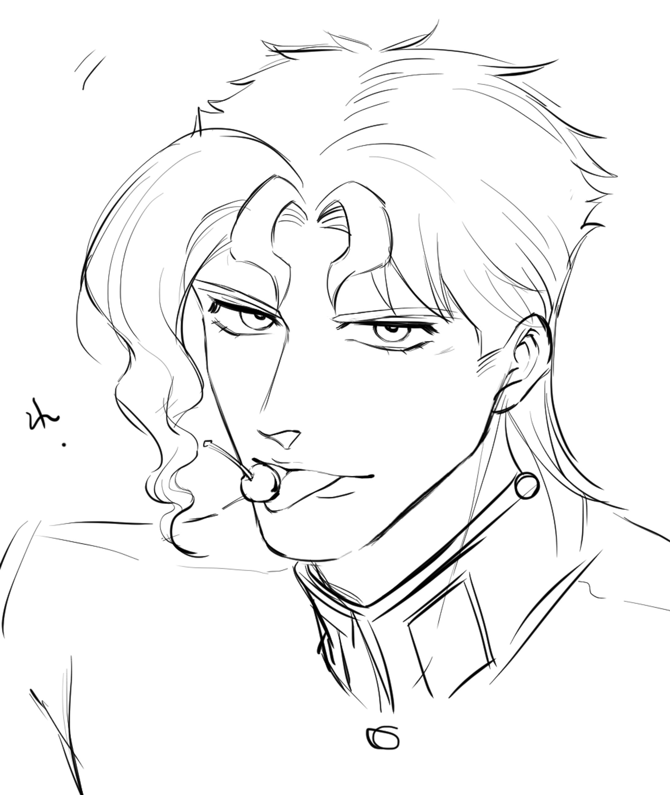 男性顔アップ（下書き/色付き）-1