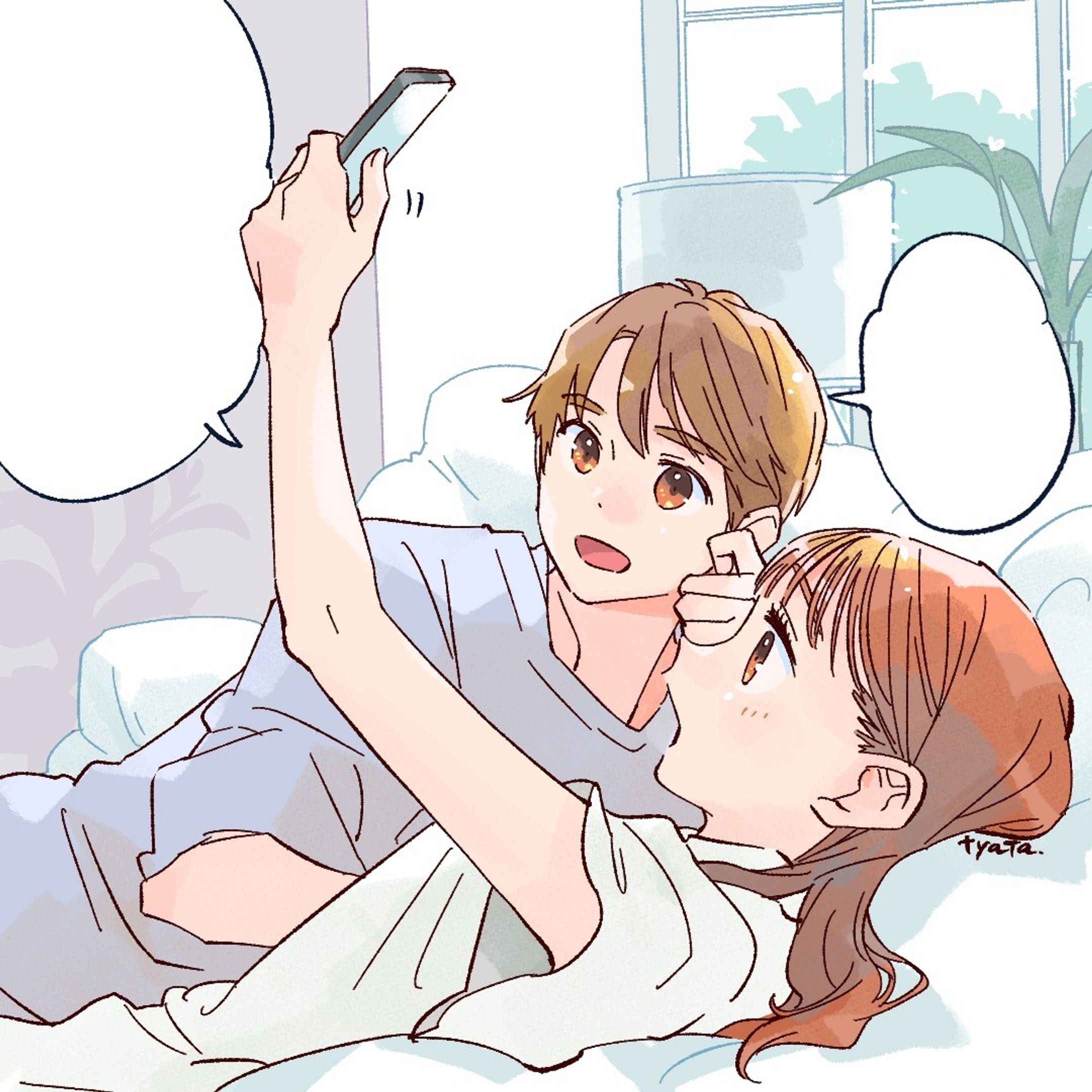 #イラストレーター
#イラストグラム
#illustrator 
#ガールズイラスト
#WEB漫画
#家デート
#カップルイラスト
#恋人 

ふわふわのお布団に寝転がりたい！-1